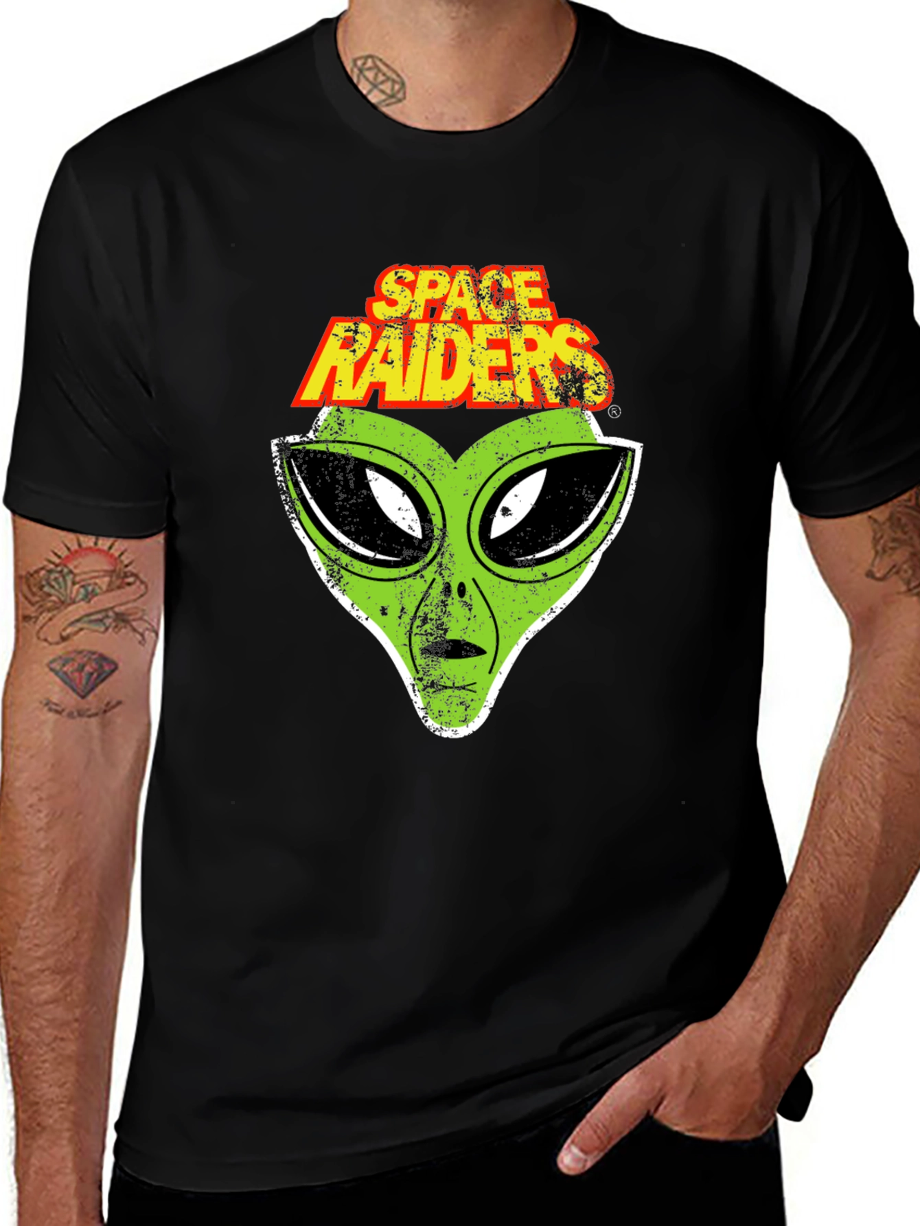 Variant 12 of Space Raiders Alien Graphic Tee - Retro Style