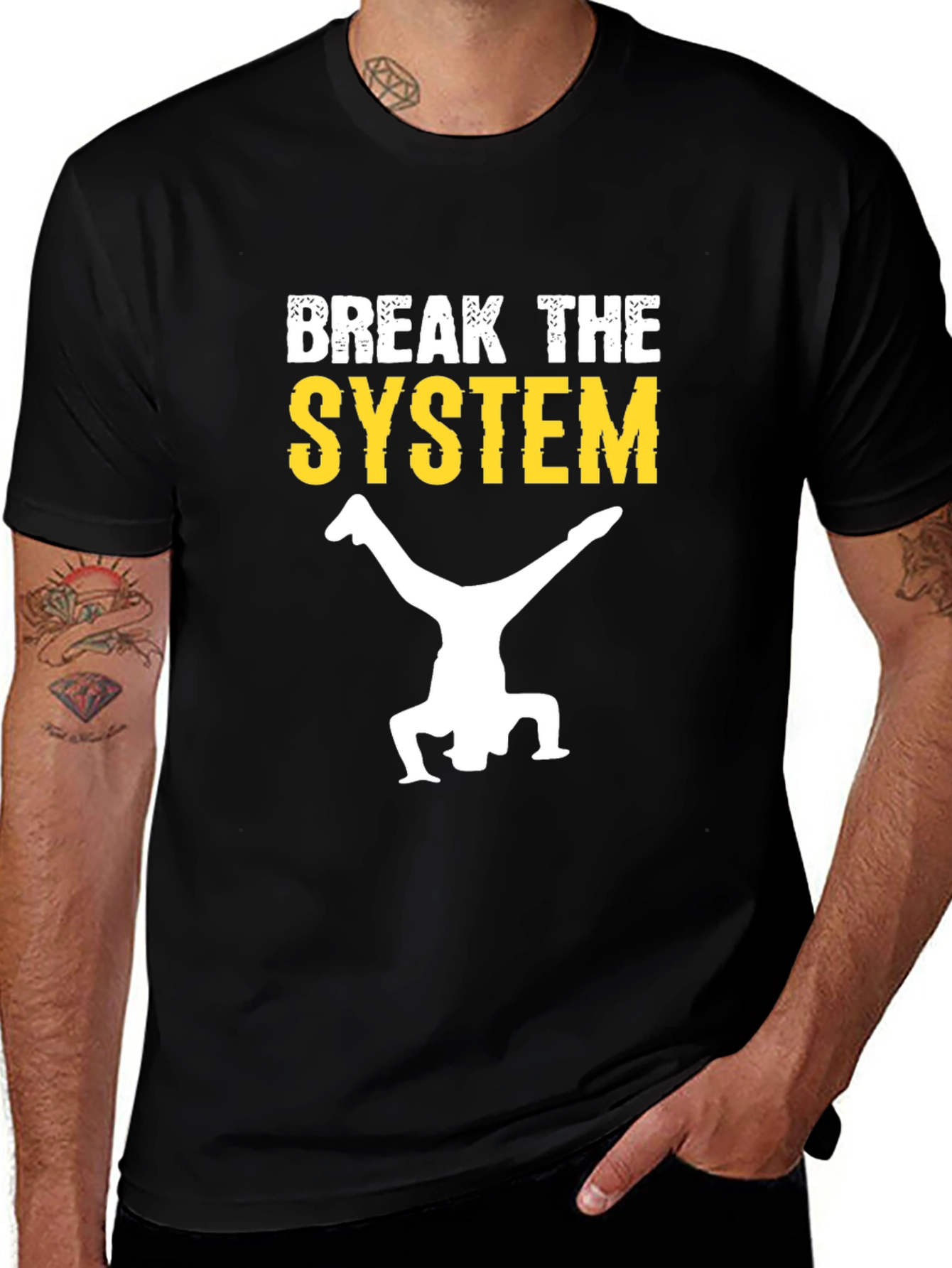 Variant 13 of Break the System Graphic Tee - Black Cotton Shirt