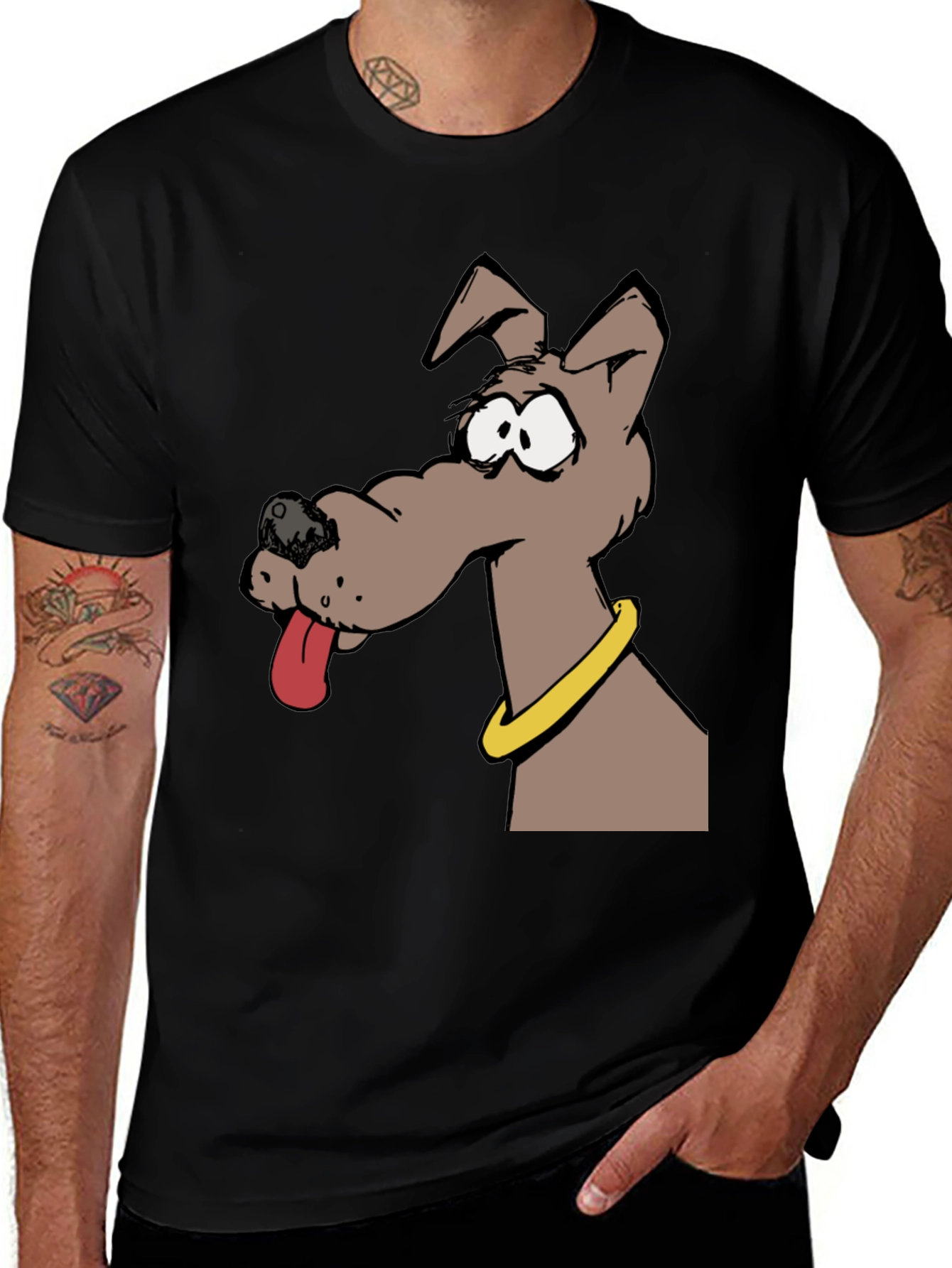 Variant 18 of Cartoon Dog Graphic Tee - Unisex Black T-Shirt