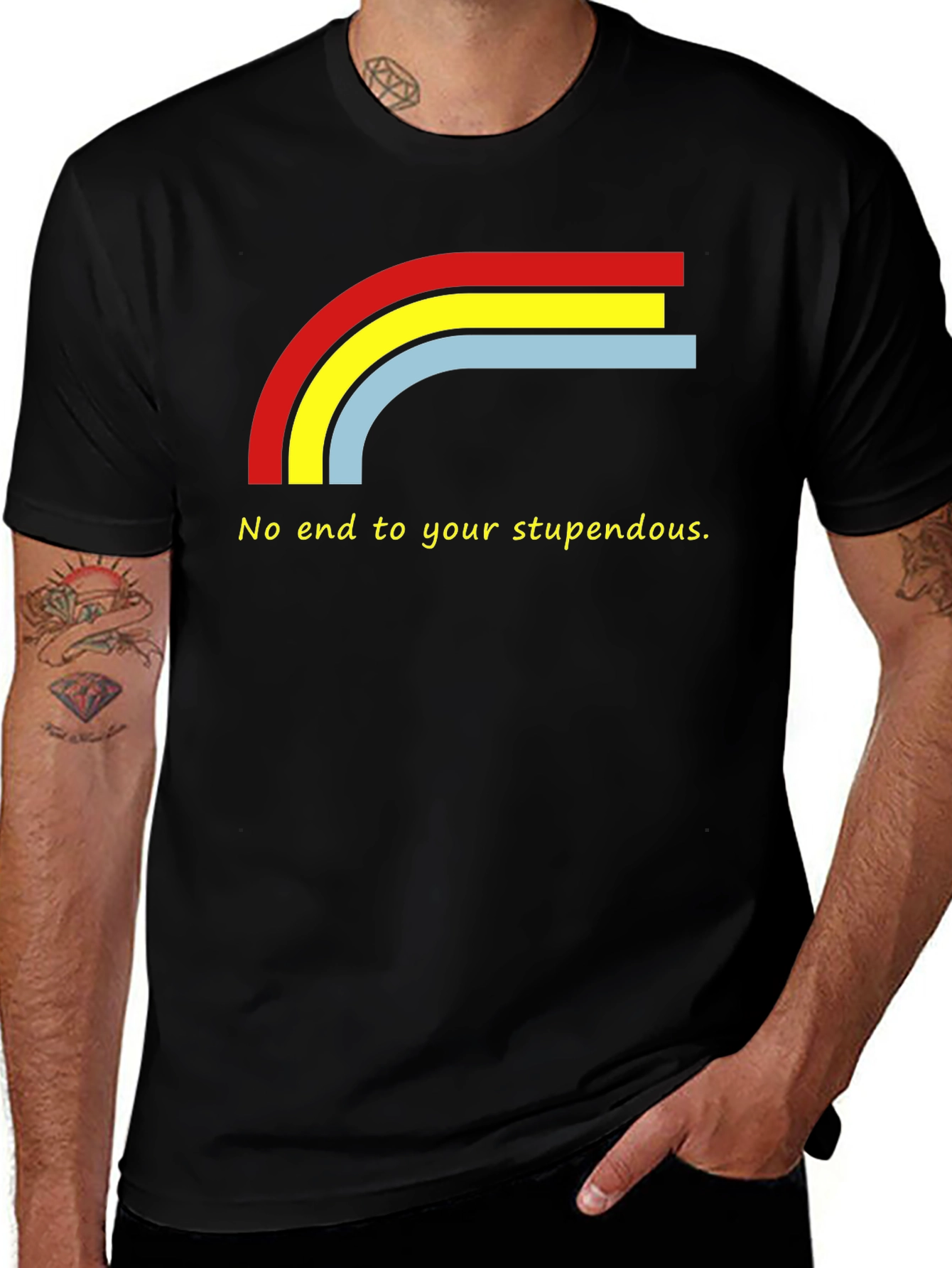 Variant 14 of Stupendous Rainbow Graphic Tee - Black