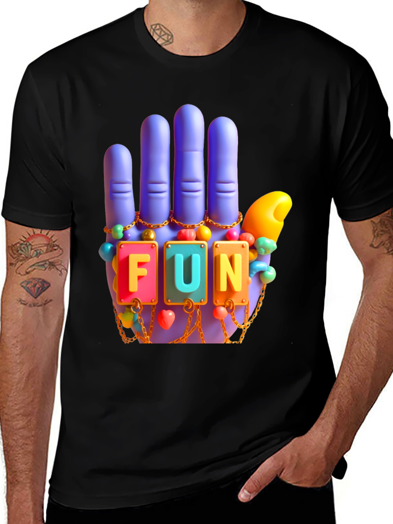 Variant 6 of Funky Hand T-Shirt - Black Tee