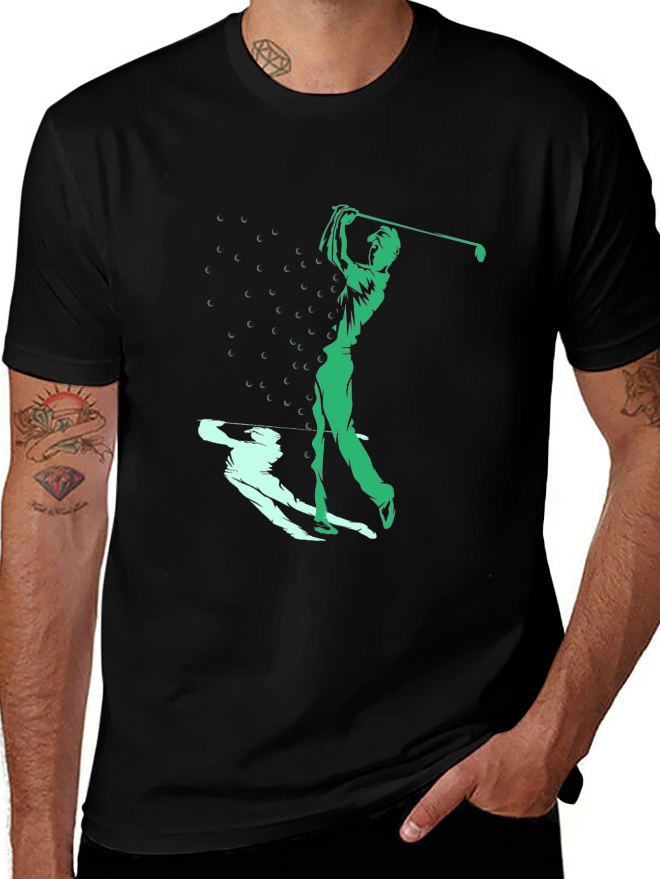 Variant 5 of Golf Swing Graphic Tee - Black Cotton Blend