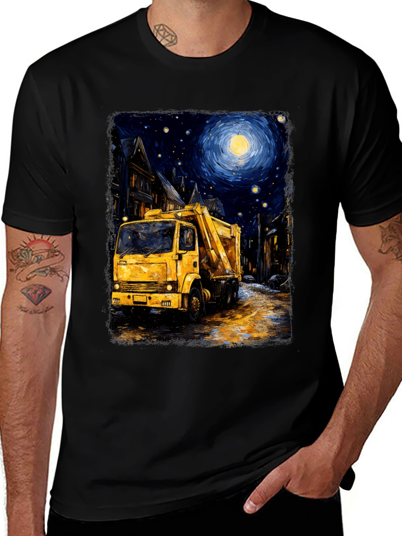 Starry Night Garbage Truck Tee