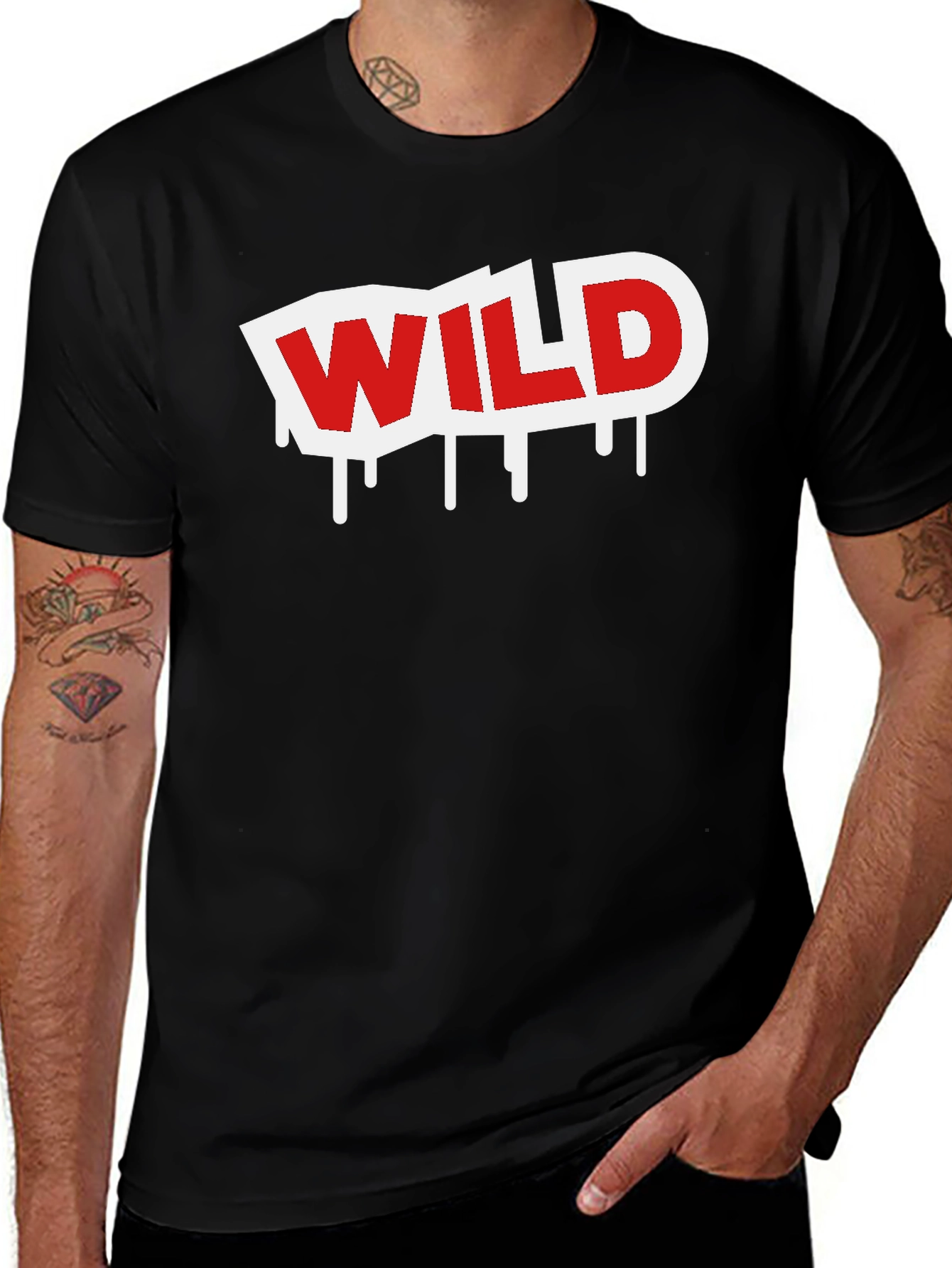 Variant 23 of Wild Graphic Print Black T-Shirt