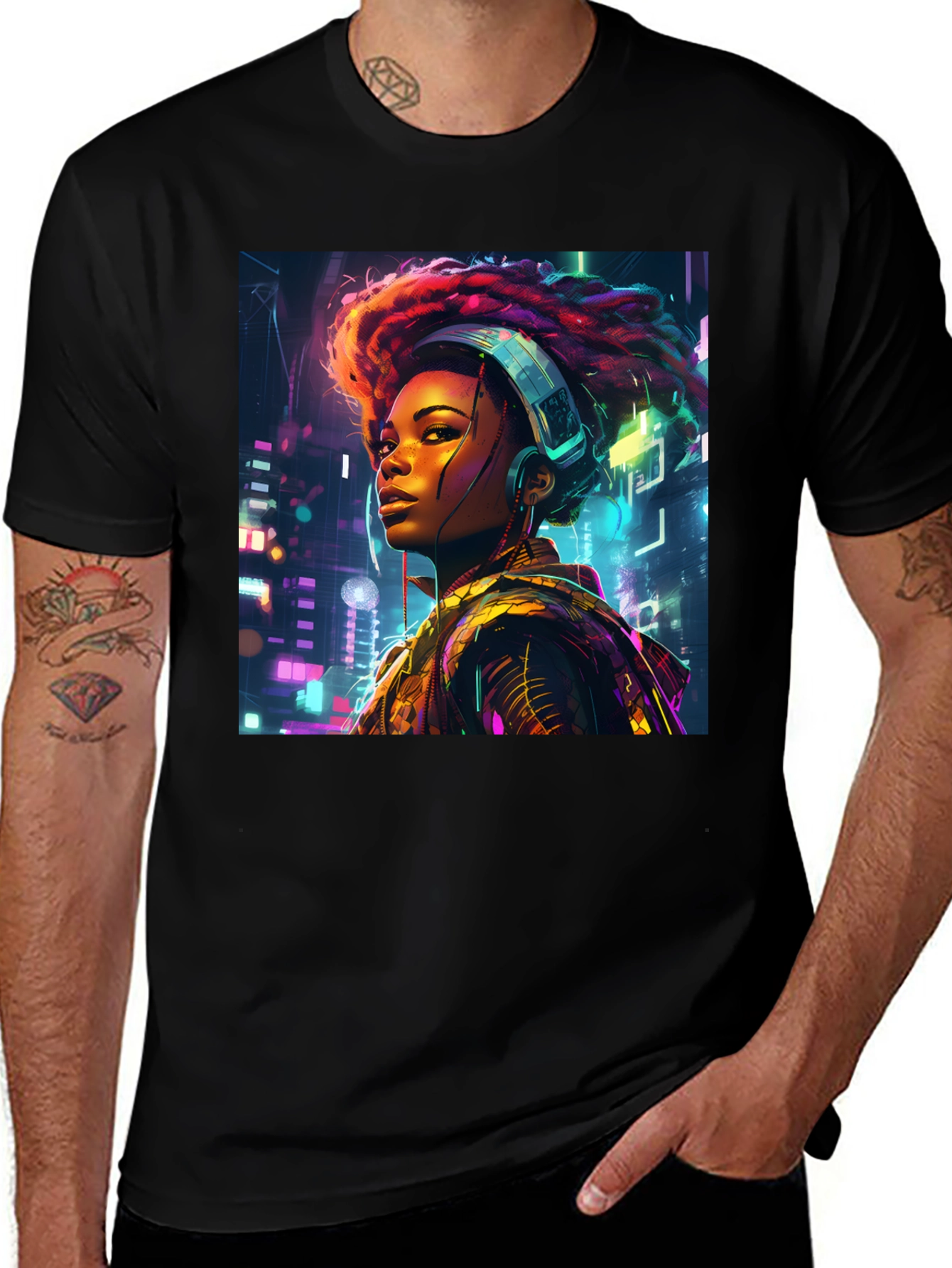 Variant 3 of Cyberpunk Afro Beats T-Shirt