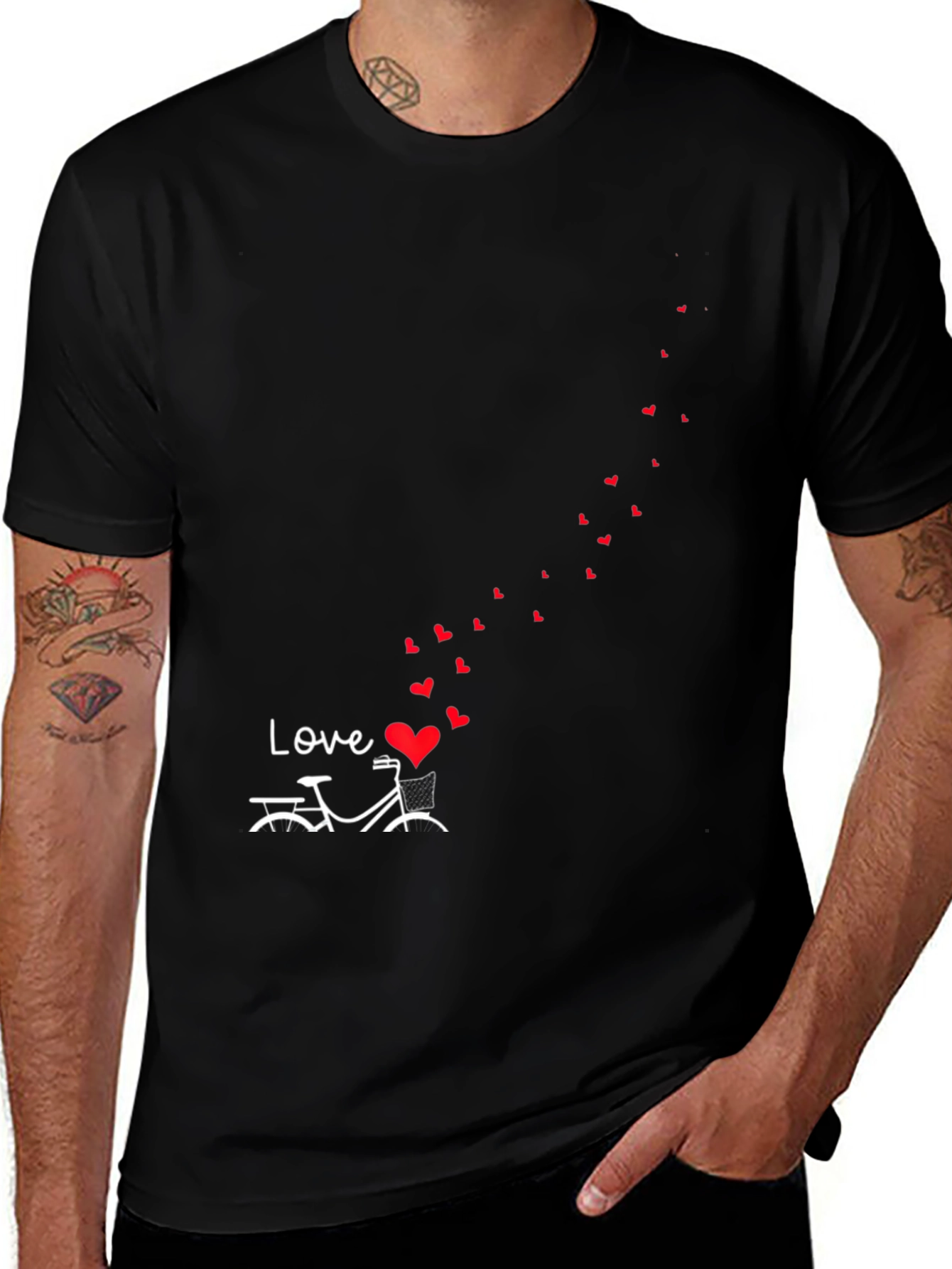 Variant 6 of Love Bicycle Graphic Tee - Stylish Black T-Shirt