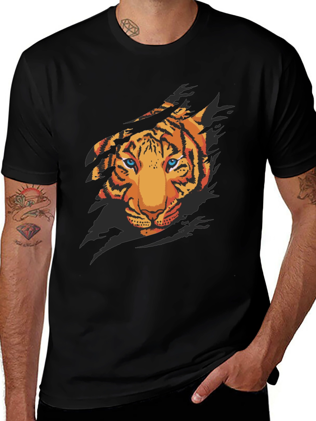 Variant 26 of Tiger Graphic Black T-Shirt - Fierce Style