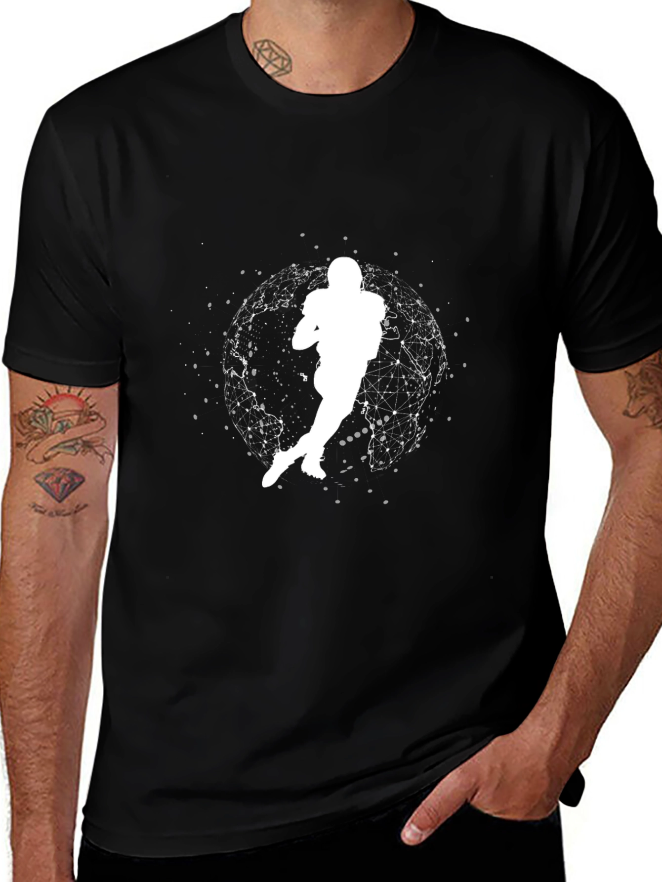 Variant 11 of Football Player Graphic Tee - Black