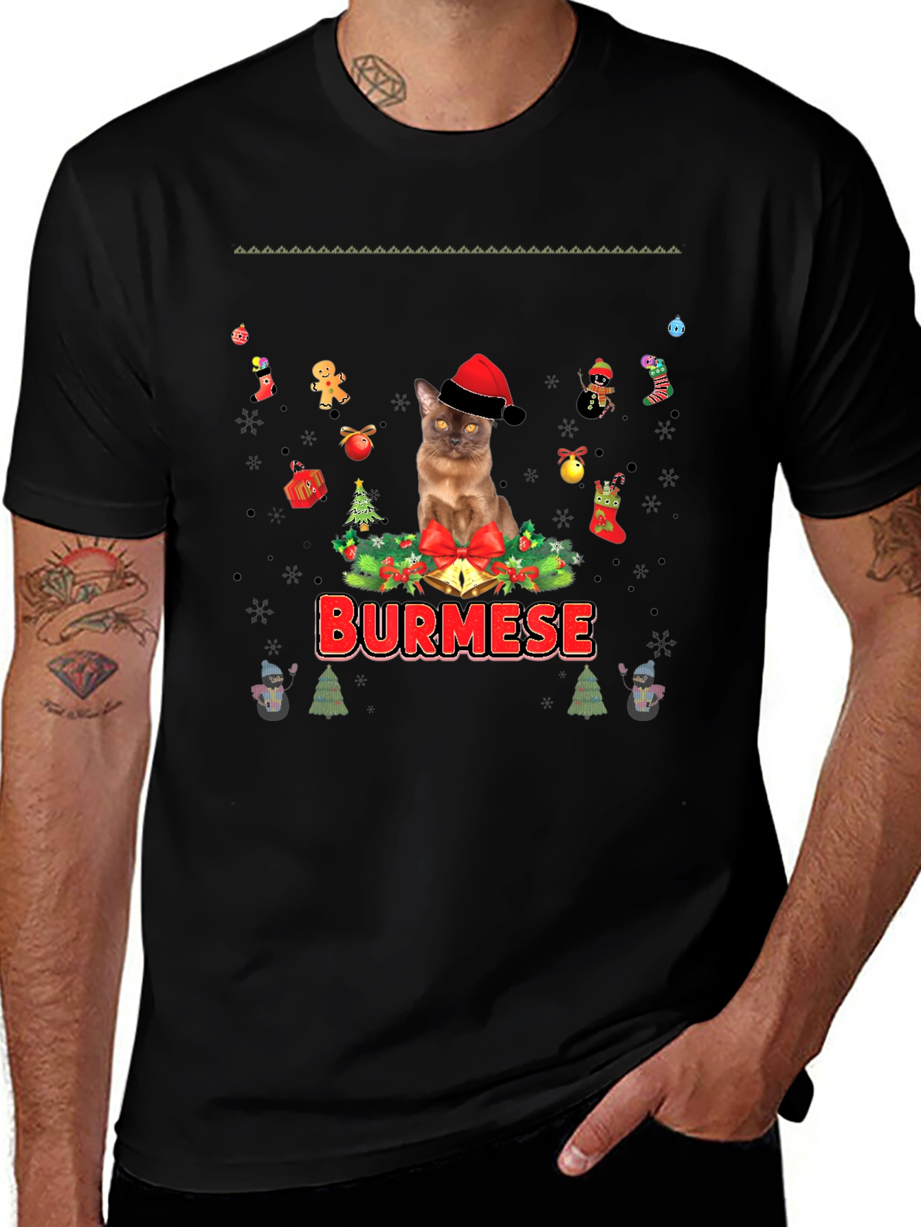 Burmese Cat Christmas T-Shirt
