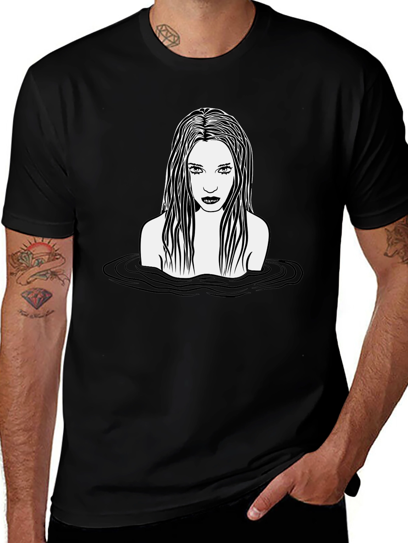 Gothic Siren Graphic Tee - Dark Aesthetic T-Shirt