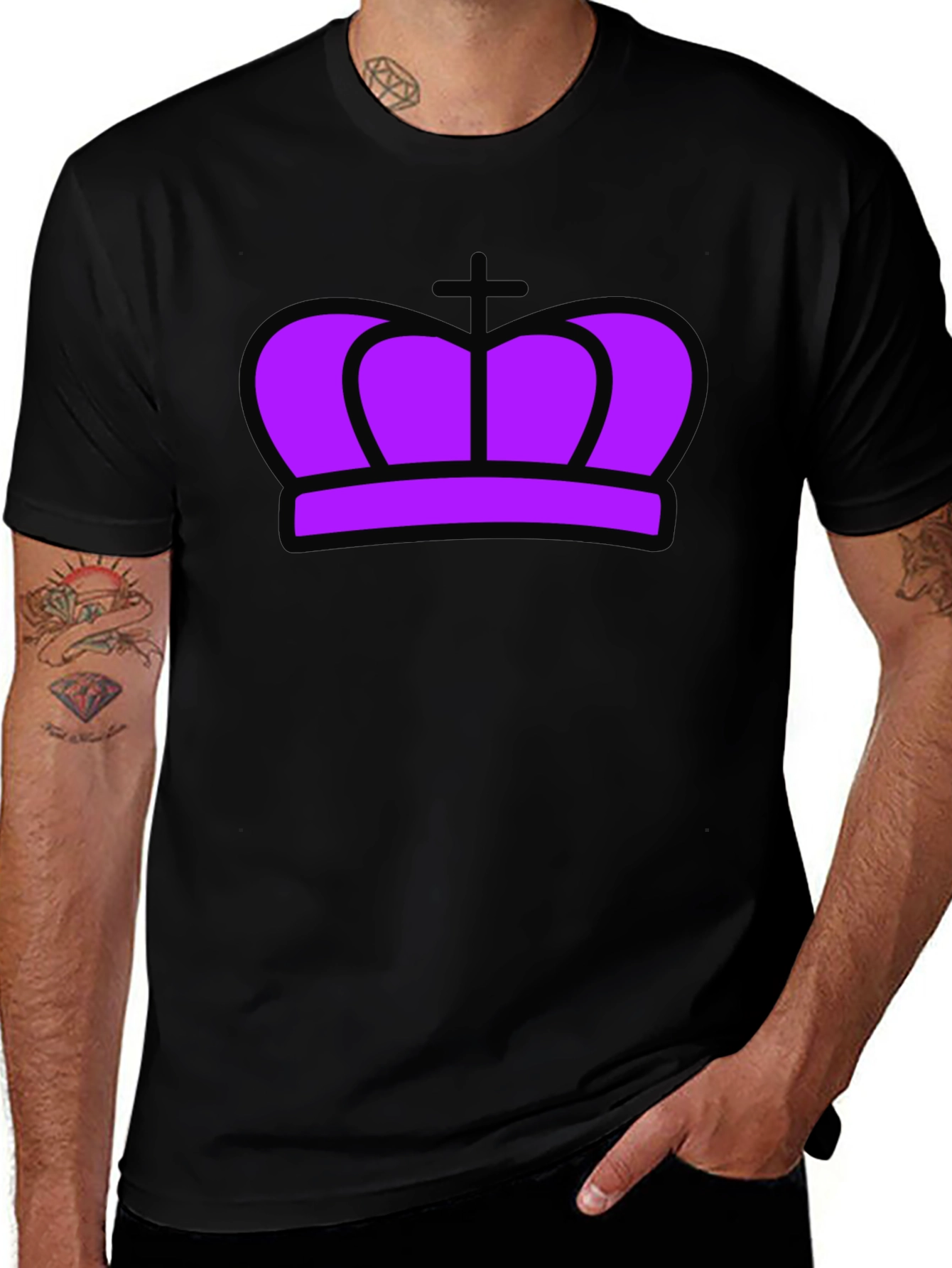 Variant 29 of Purple Crown Graphic Black T-Shirt