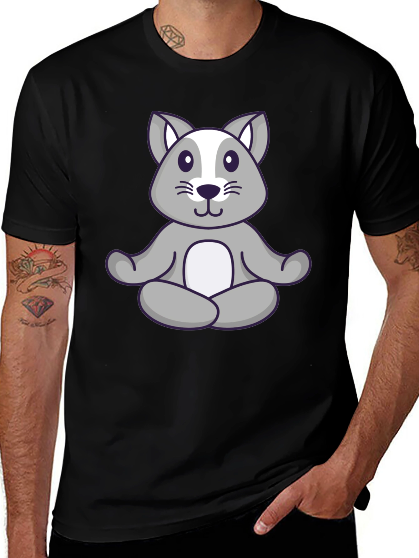 Variant 5 of Meditating Cartoon Cat Tee