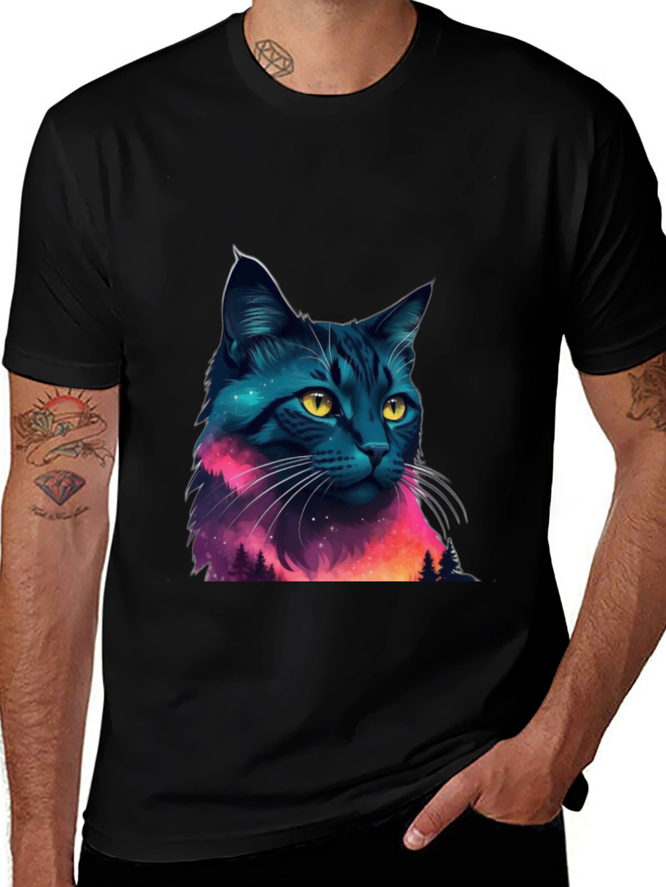 Variant 6 of Cosmic Cat T-Shirt - Galaxy Kitten Tee