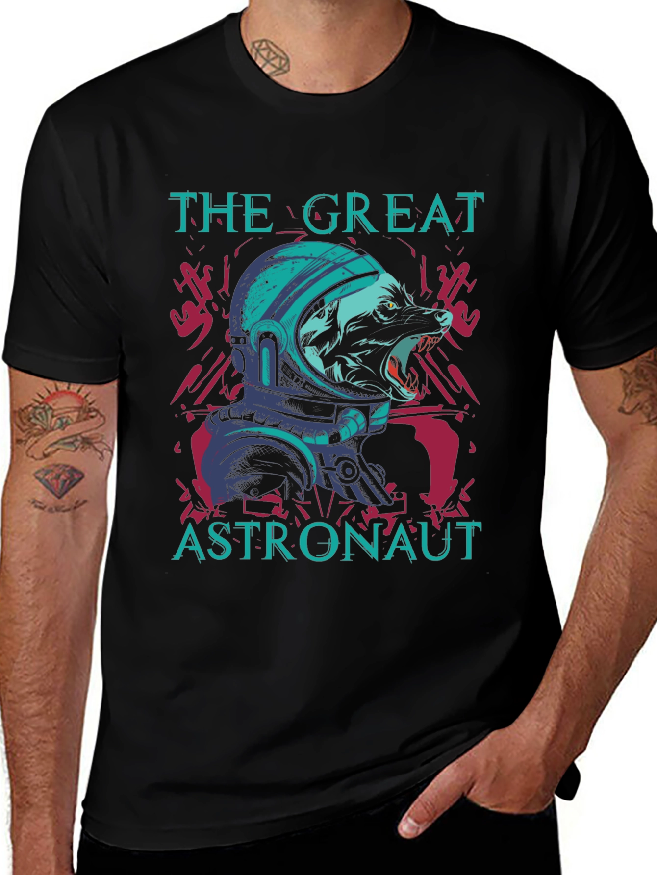 Variant 30 of The Great Astronaut Wolf Graphic Tee