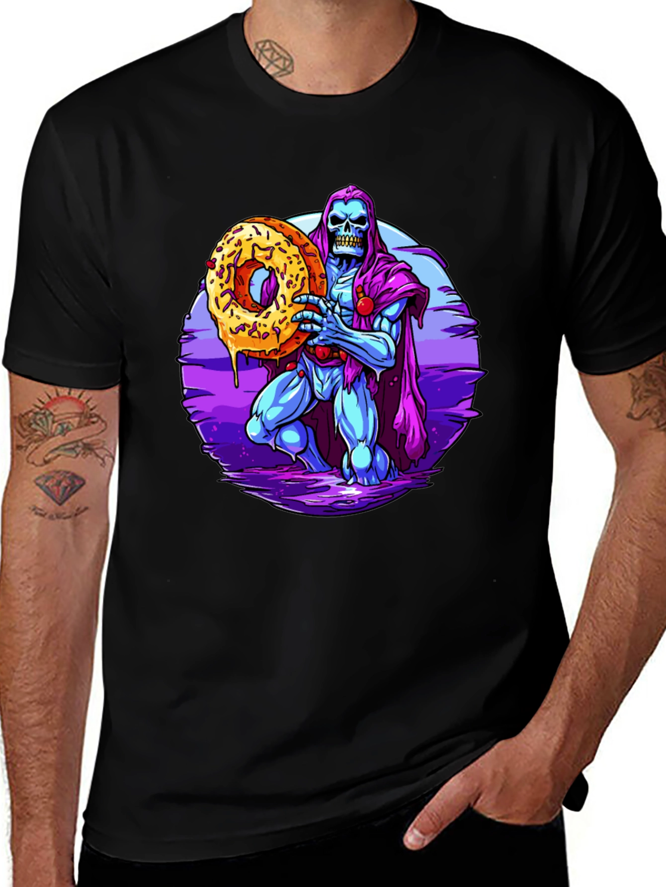 Variant 9 of Skeletor Donut Graphic Tee - Black