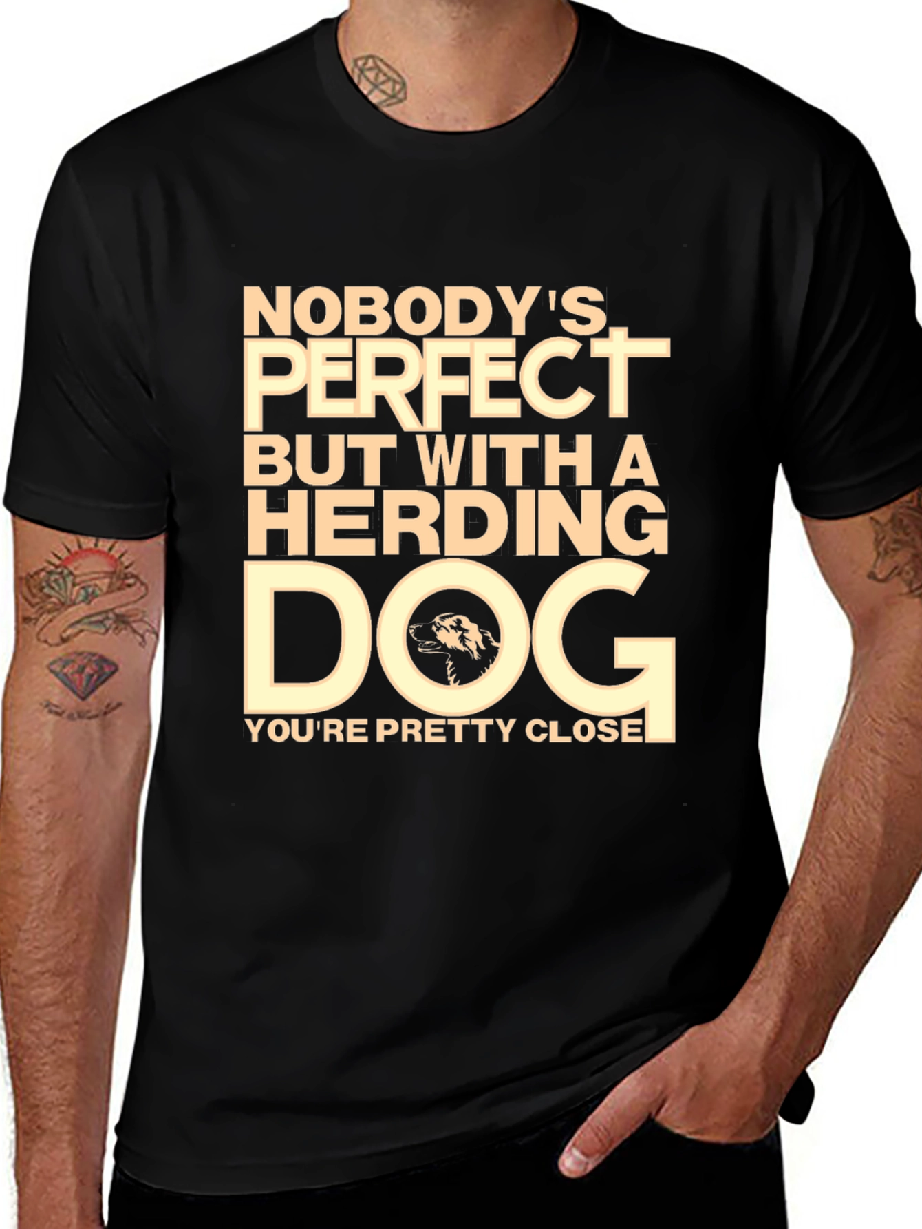 Variant 12 of Herding Dog T-Shirt - Nobody's Perfect Close