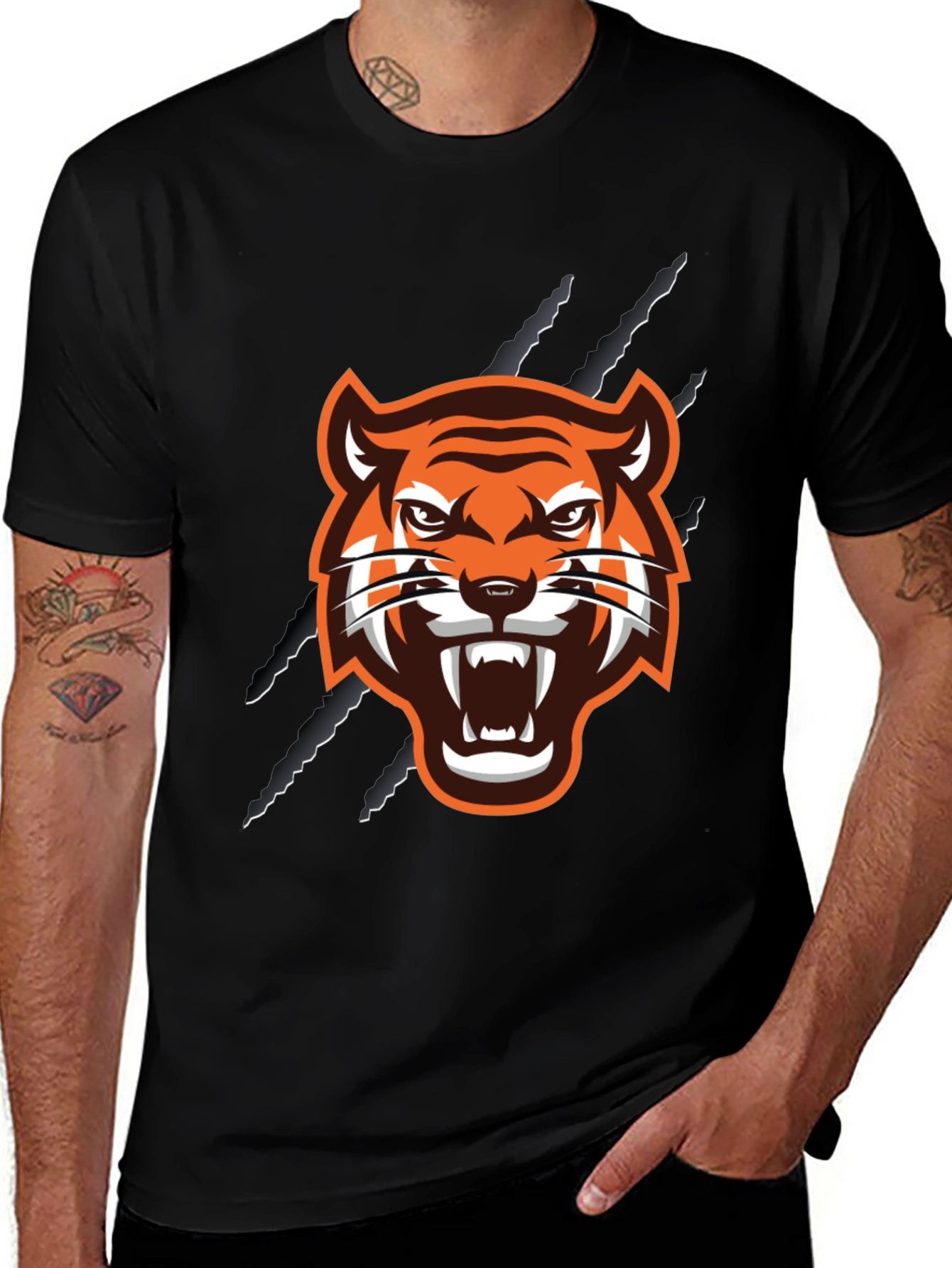 Variant 12 of Black Tiger Graphic Tee - Fierce Style!