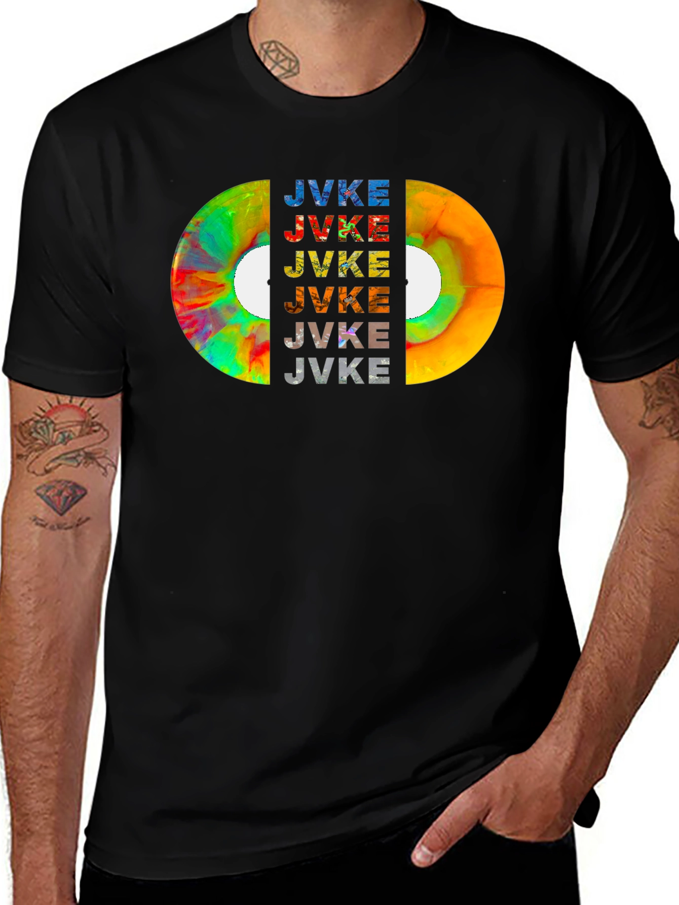 Variant 10 of JVKE Vinyl Record Graphic Black T-Shirt