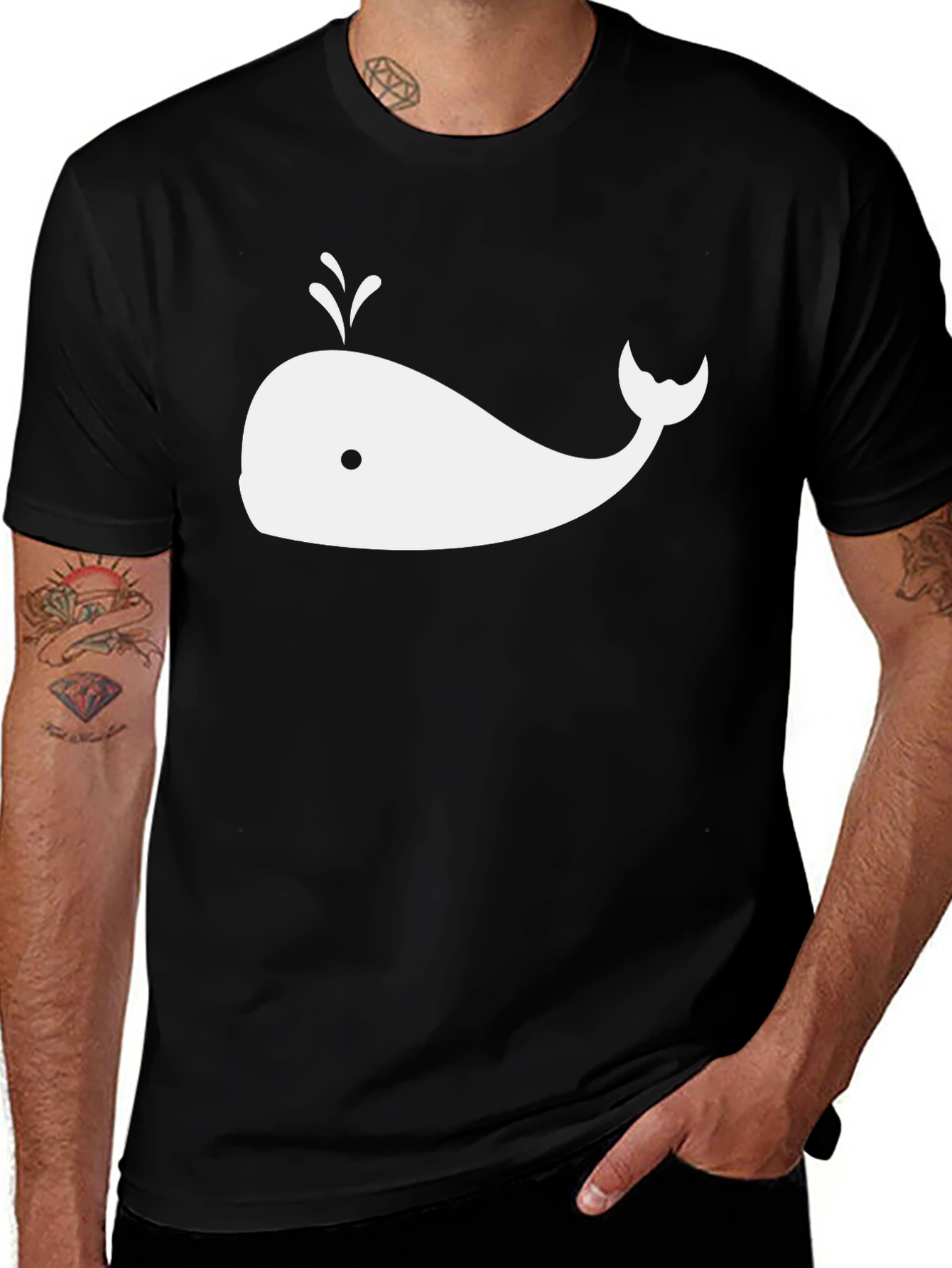 Variant 3 of Whale Graphic Black Tee - Soft Cotton Comfort