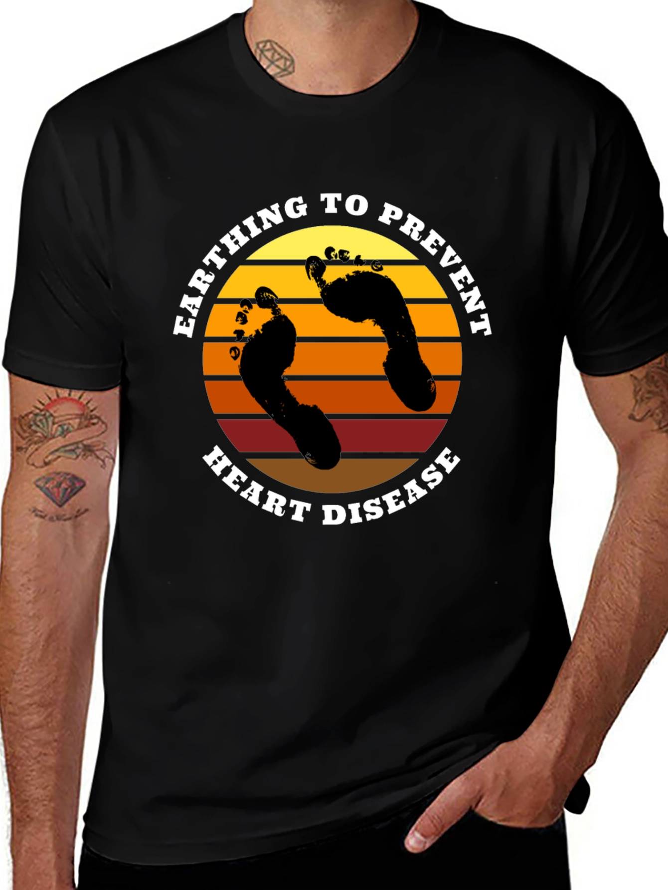 Variant 22 of Earthing To Prevent Heart Disease Black T-Shirt