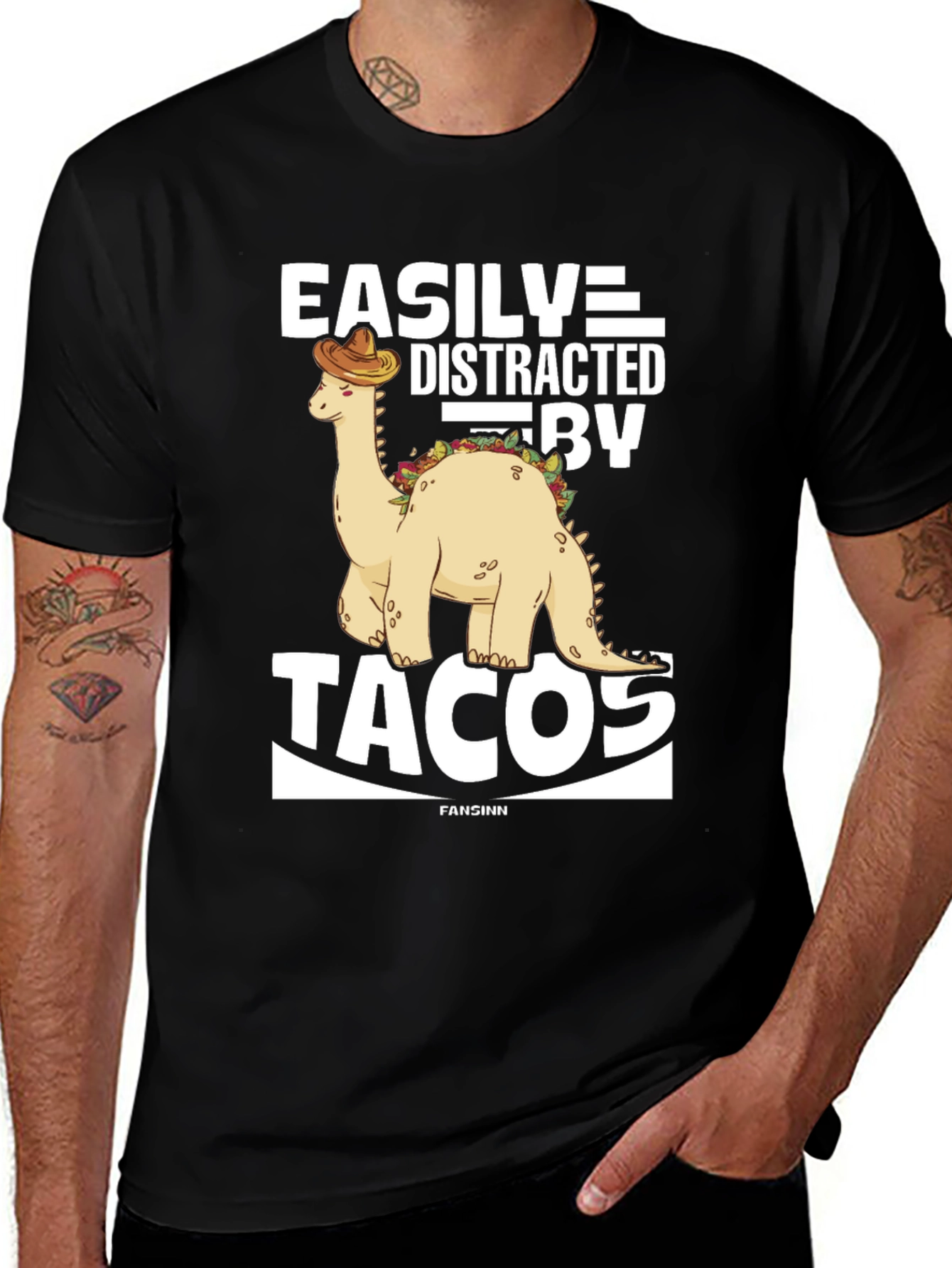 Variant 15 of Easily Distracted By Tacos Dinosaur Graphic Tee