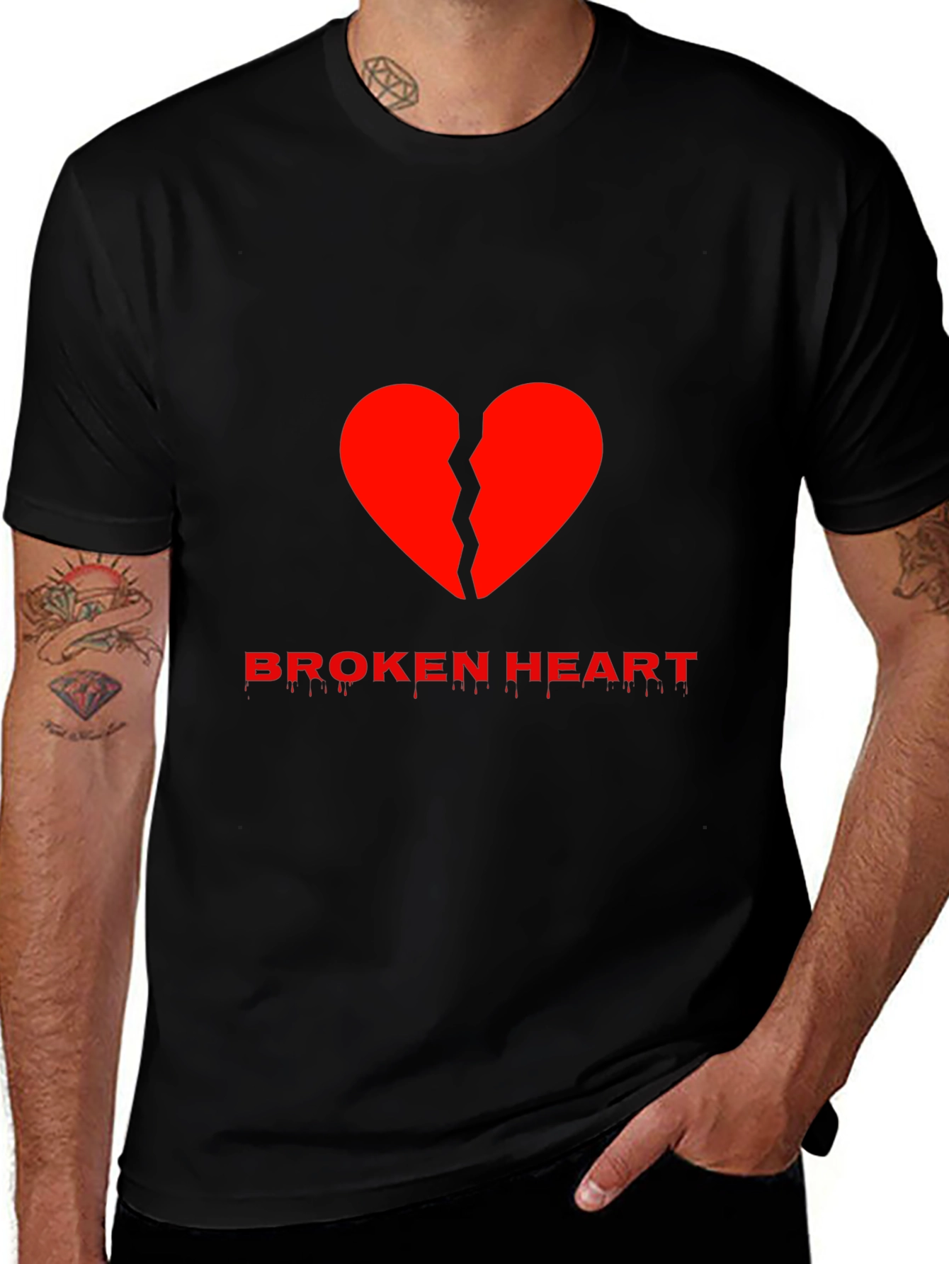 Variant 15 of Broken Heart Graphic Black T-Shirt