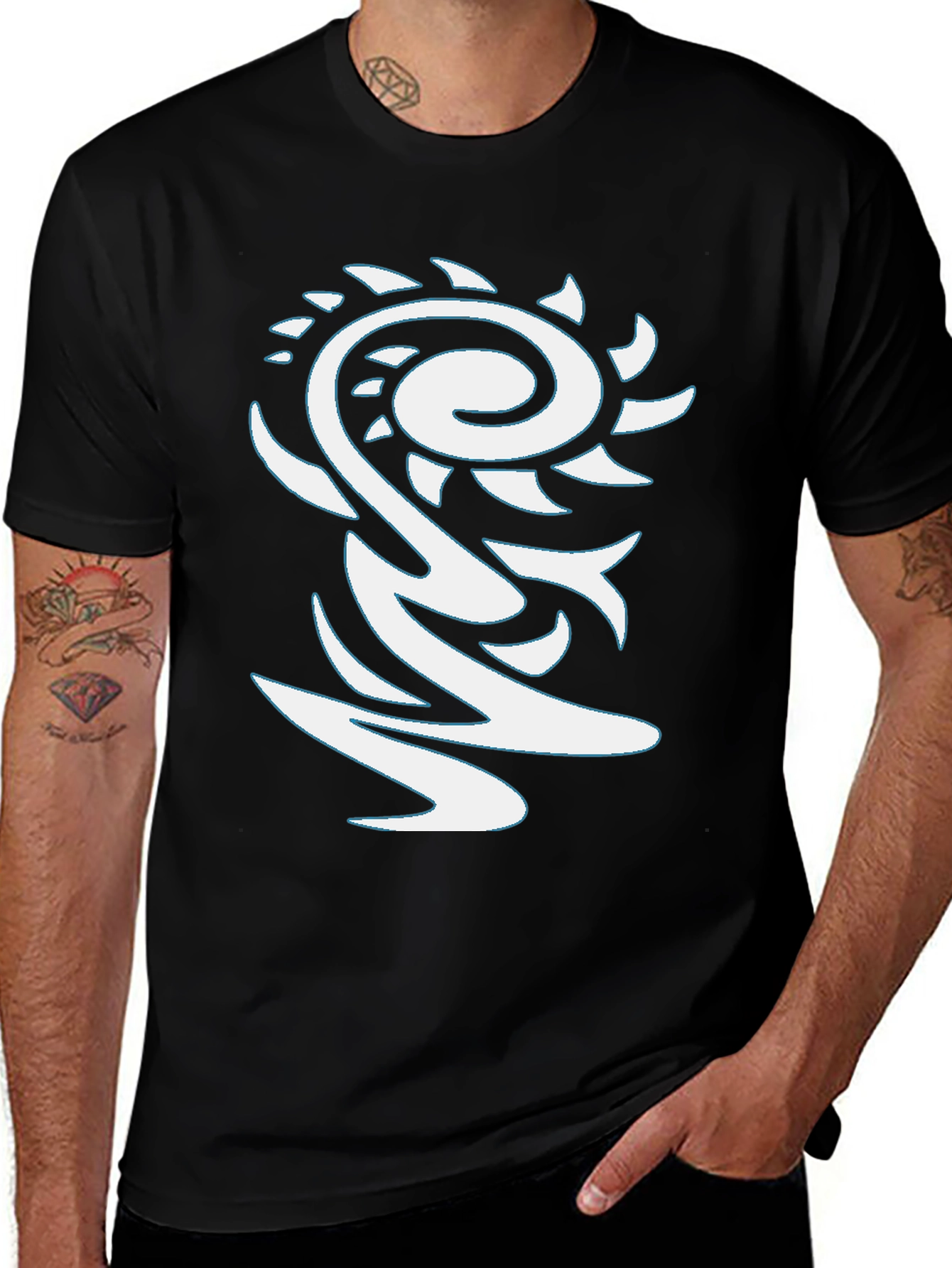Variant 29 of Tribal Graphic Black T-Shirt