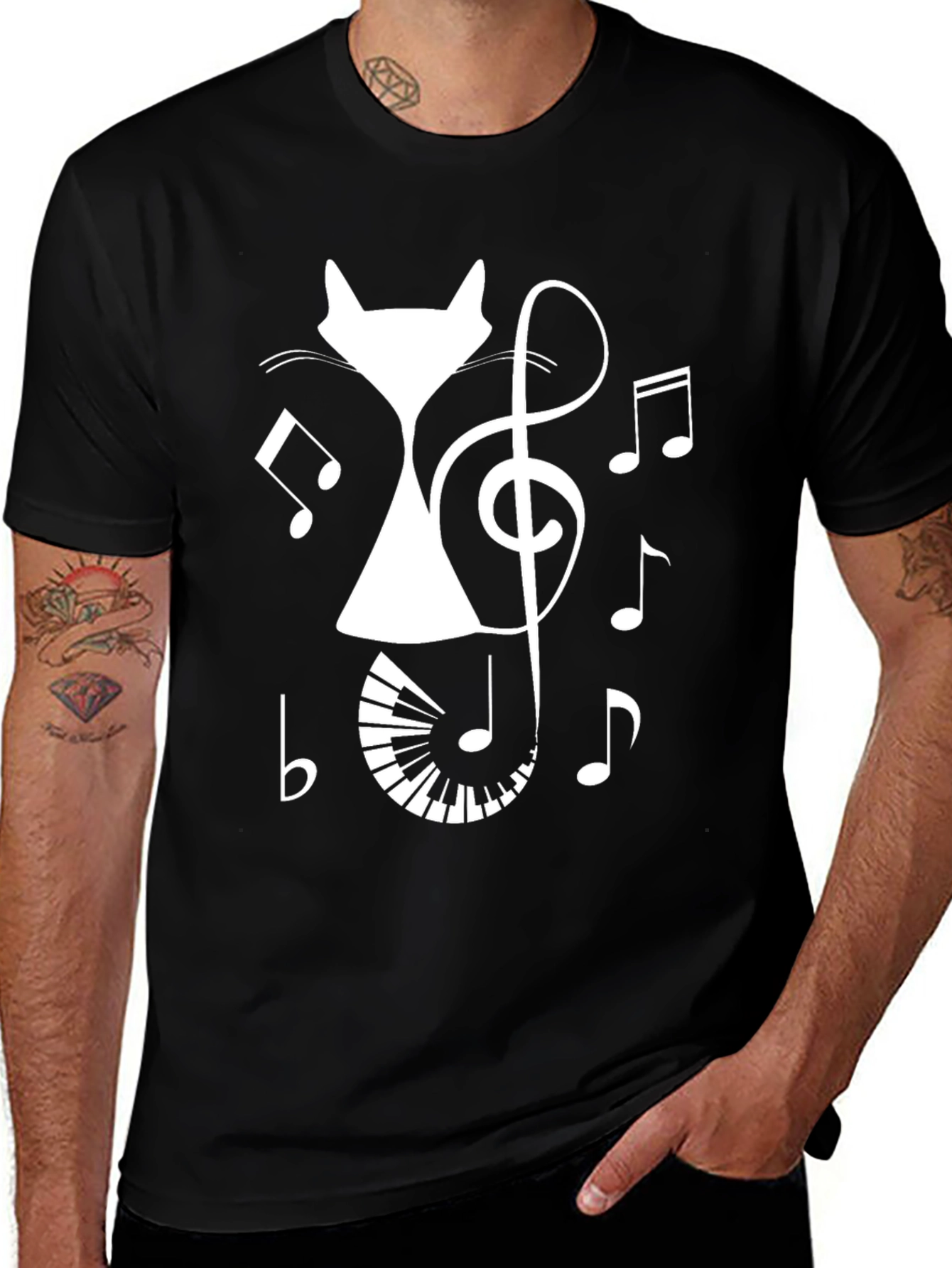 Black Cat Music T-Shirt - Novelty Design main image