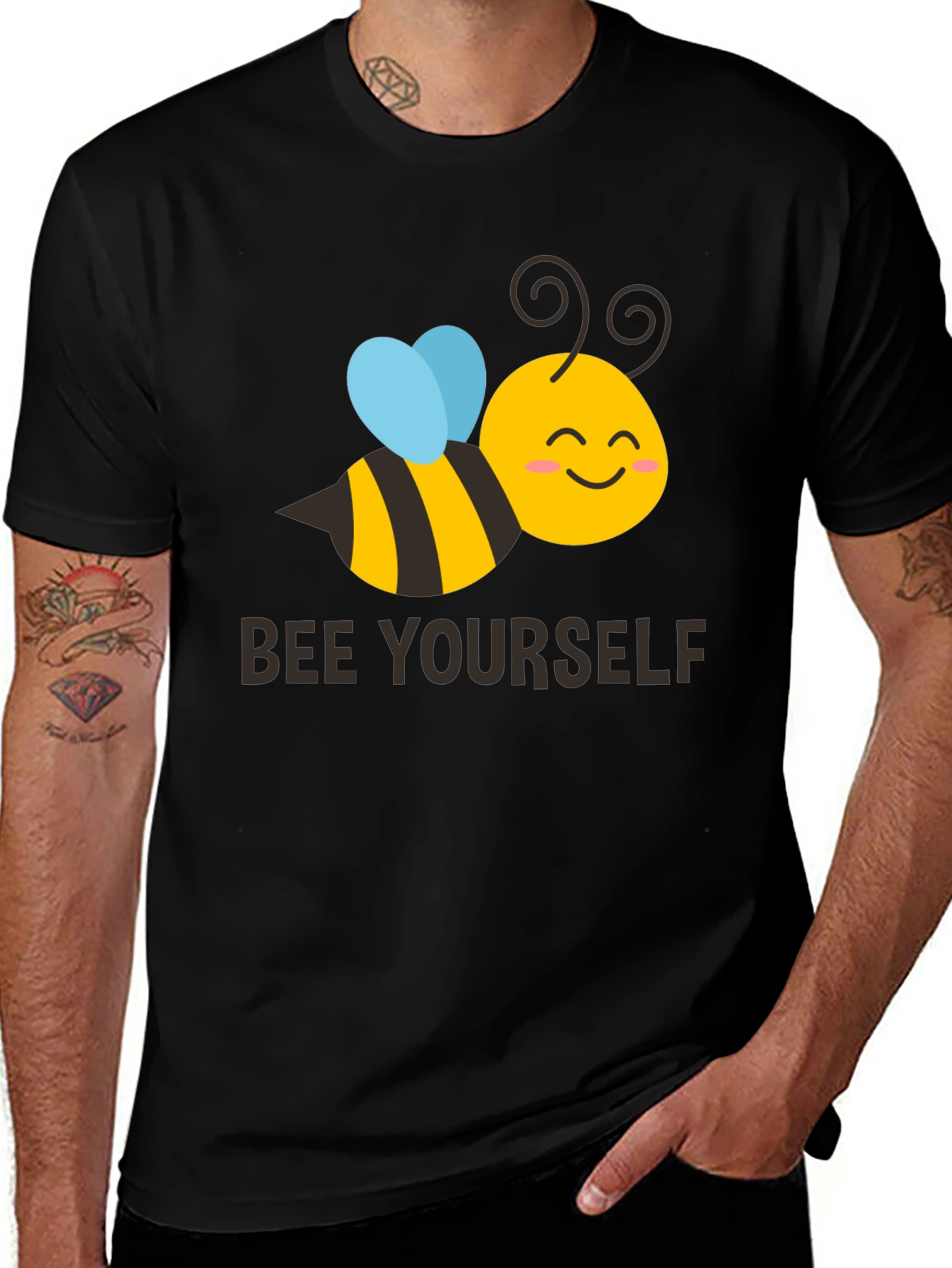 Variant 17 of Bee Yourself Graphic T-Shirt - Black Crew Neck
