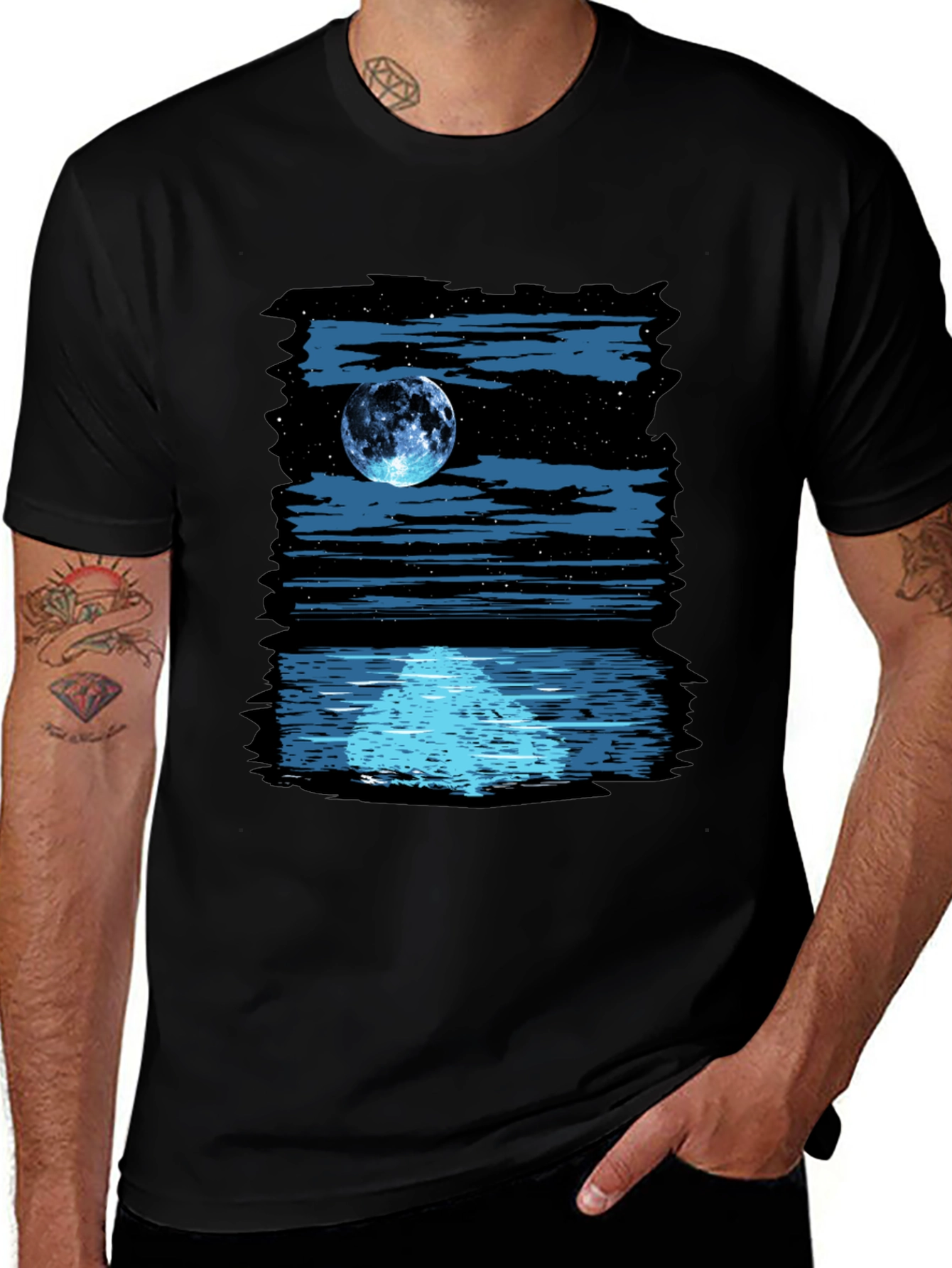 Variant 13 of Moonlit Water Graphic Tee - Black