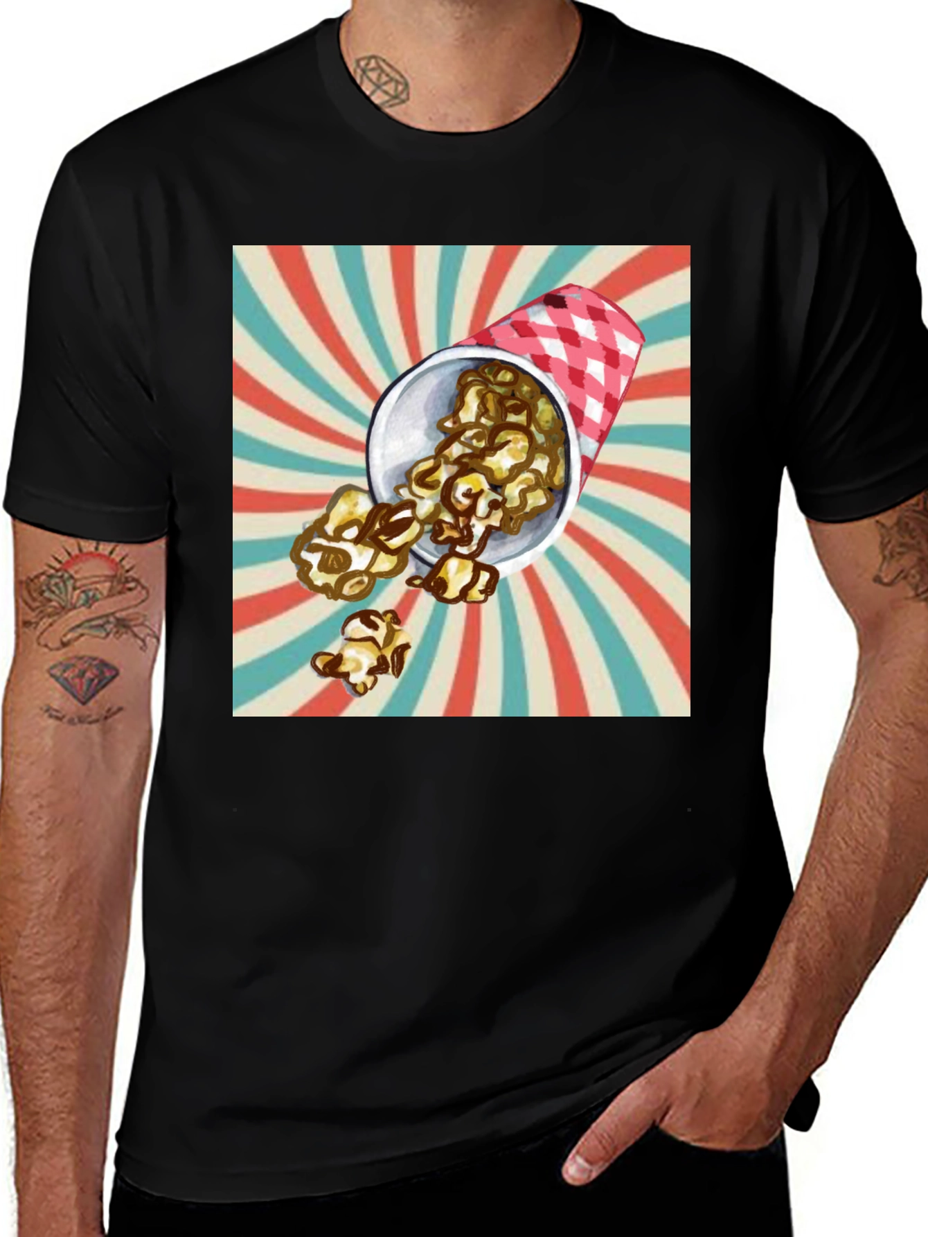 Variant 28 of Popcorn Graphic Black T-Shirt
