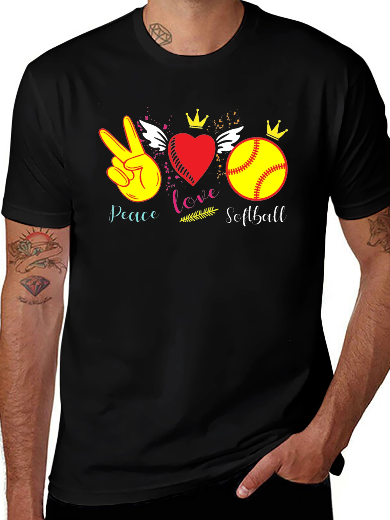 Variant 8 of Peace Love Softball T-Shirt