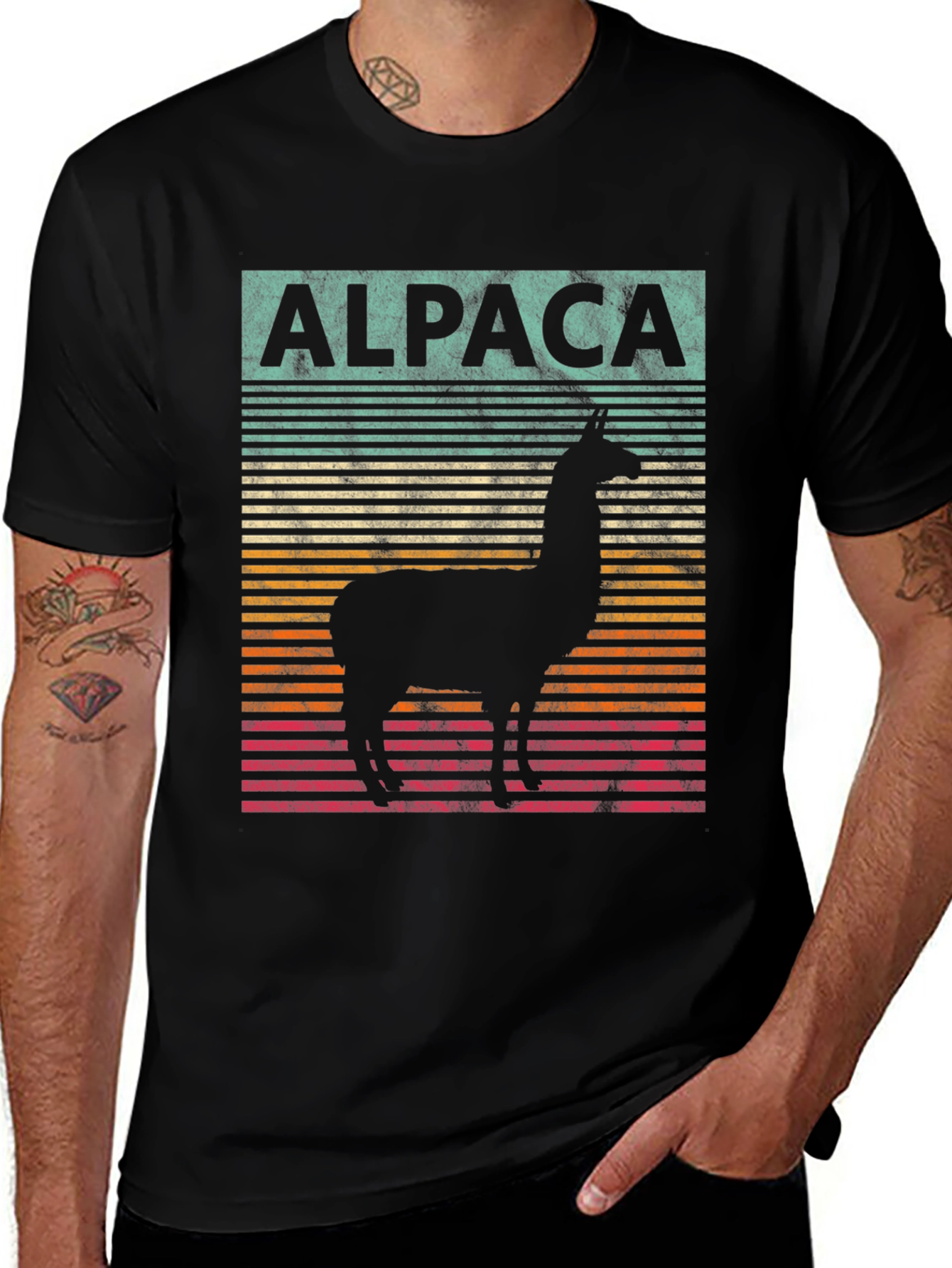 Variant 29 of Retro Alpaca T-Shirt - Vintage Style Tee
