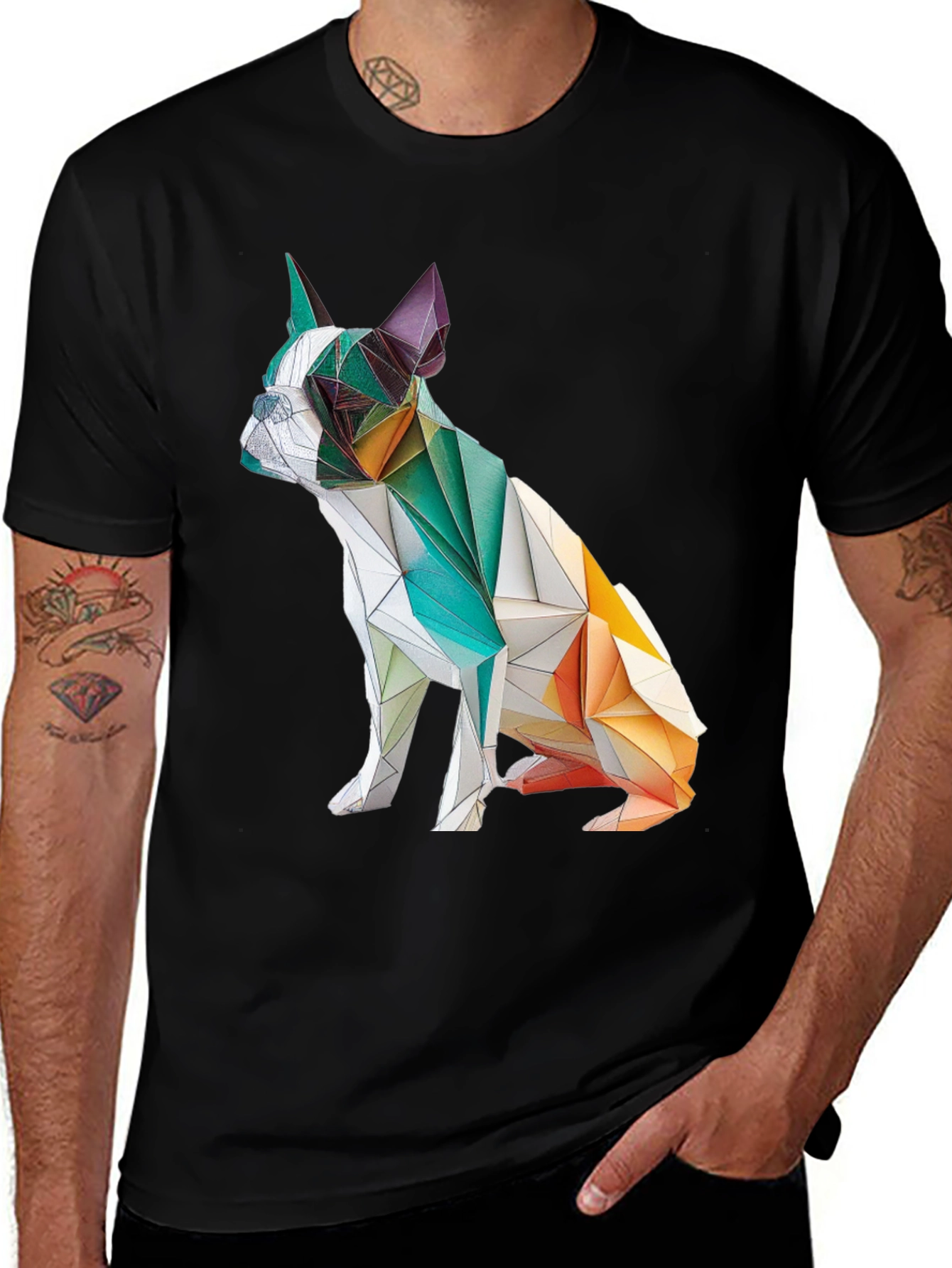 Variant 8 of Geometric Dog Graphic Tee - Modern Art Shirt