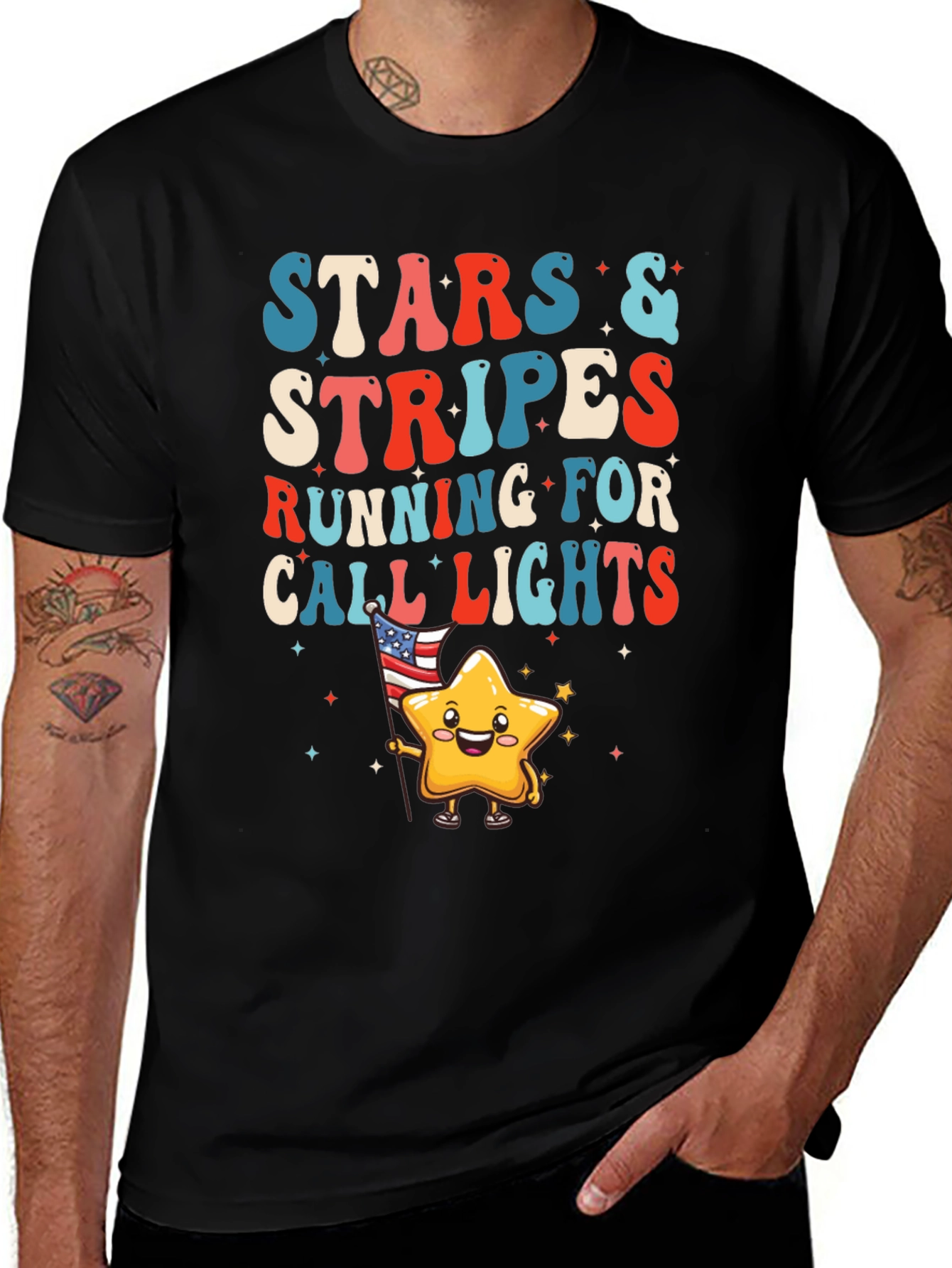 Variant 9 of Stars & Stripes Running For Call Lights Graphic Tee