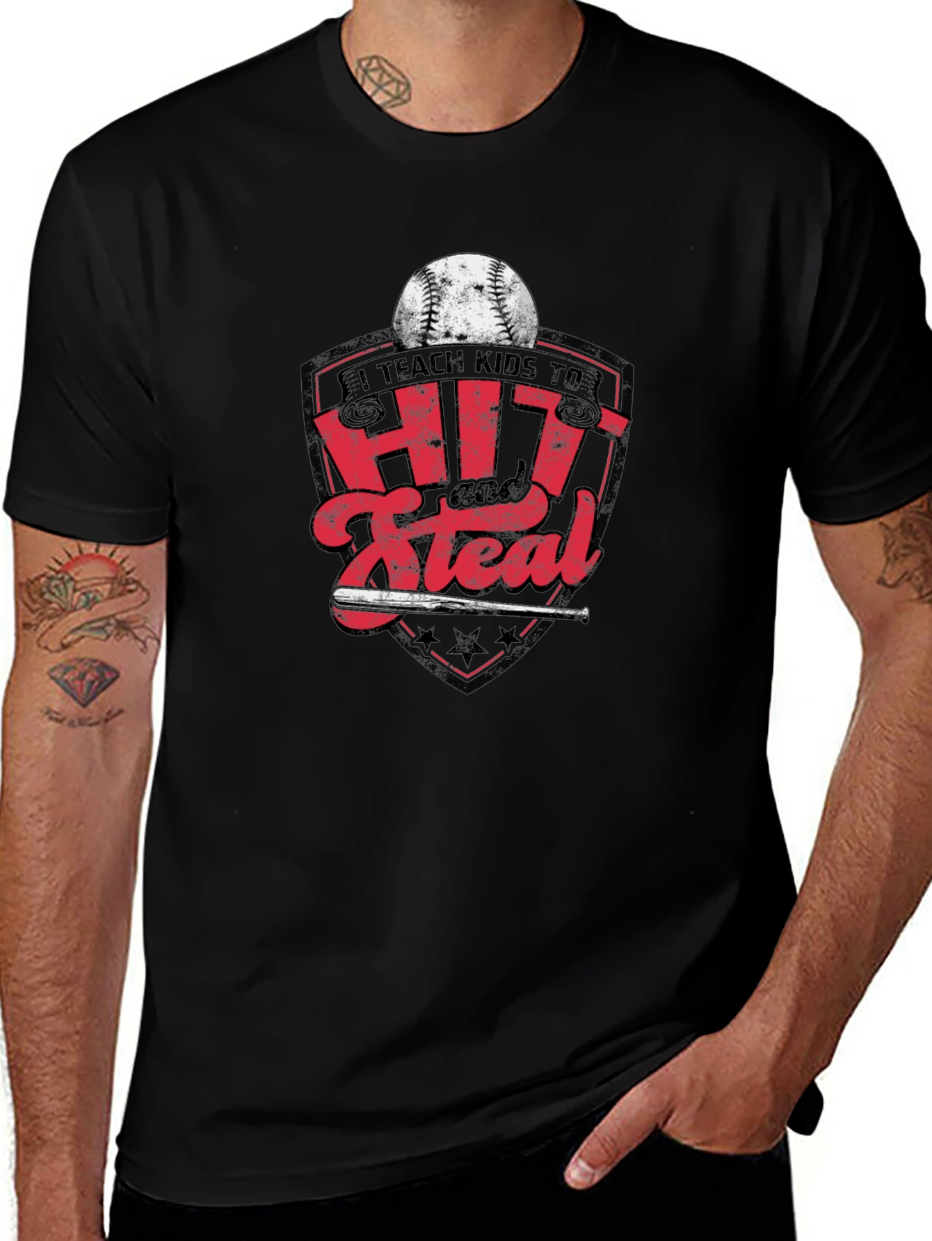 Variant 5 of I Teach Kids To Hit and Steal Baseball T-Shirt