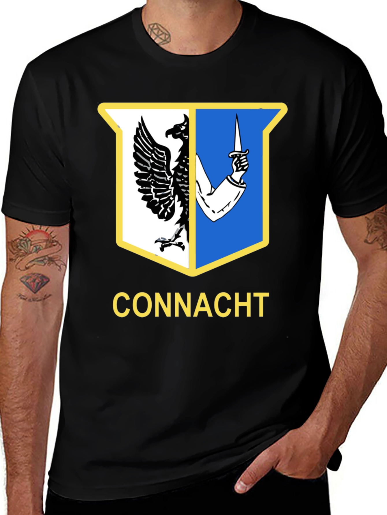 Connacht Ireland Crest Black T-Shirt