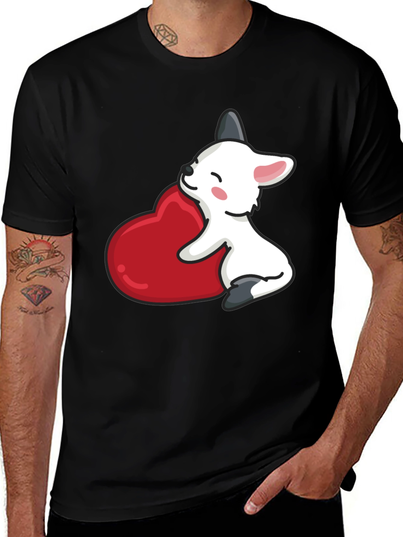 Variant 17 of Cute Puppy Heart T-Shirt - Black