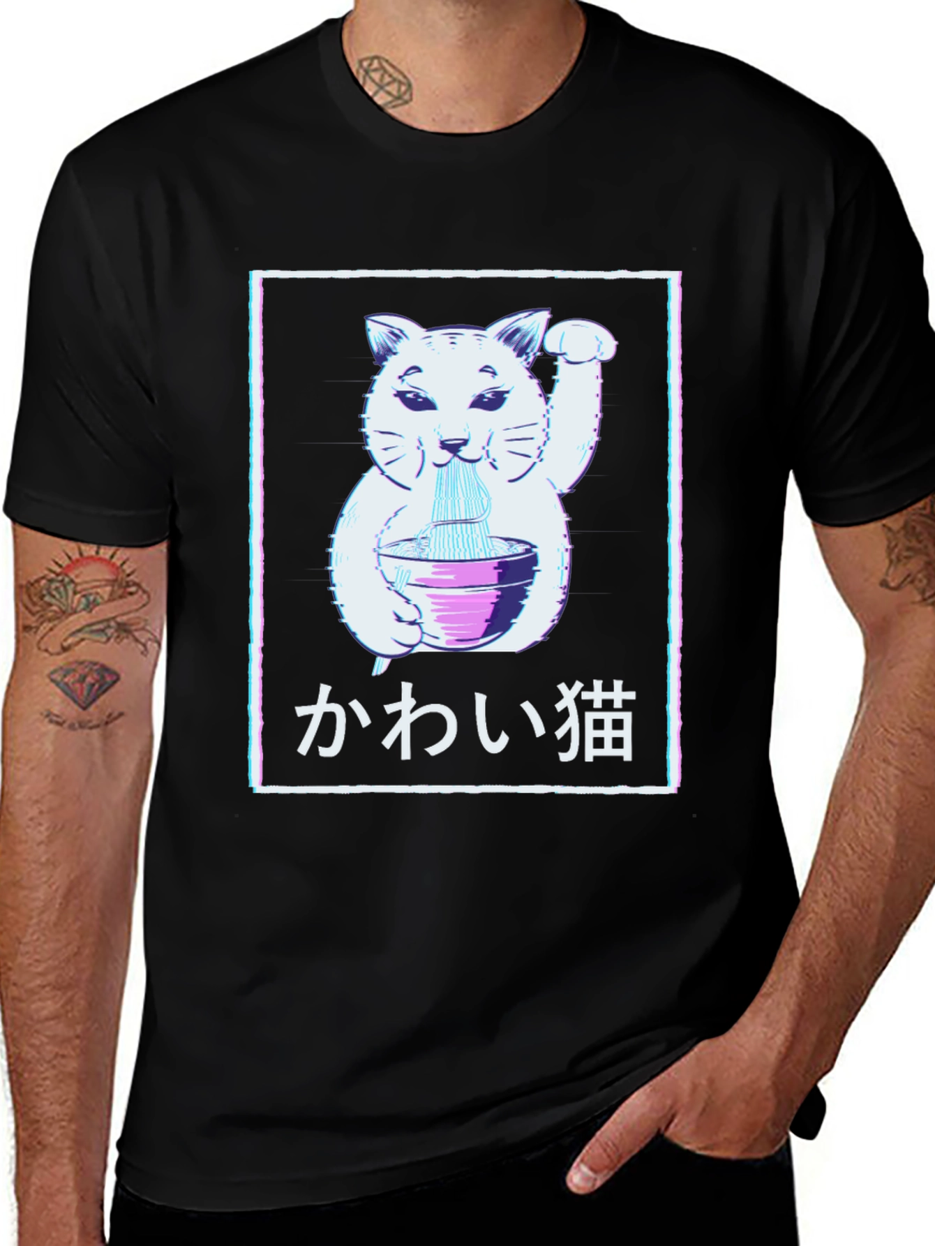 Kawaii Cat Ramen T-Shirt - Lucky Cat Noodle Tee