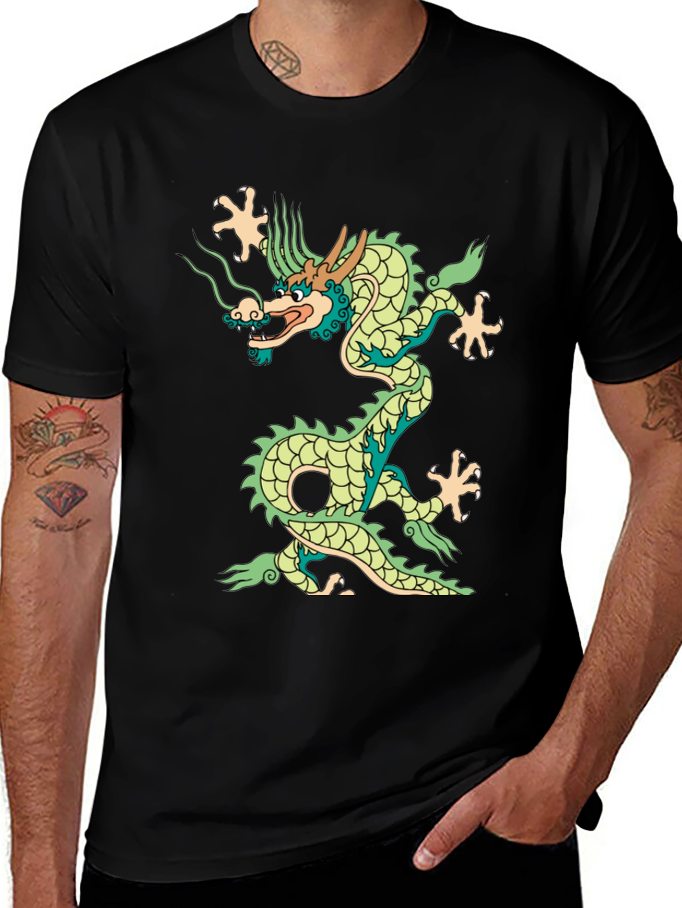 Variant 26 of Dragon Graphic Tee - Black Cotton T-Shirt