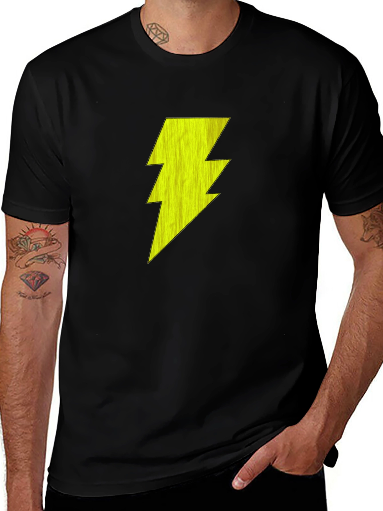 Variant 24 of Lightning Bolt Graphic Tee - Black Cotton T-Shirt