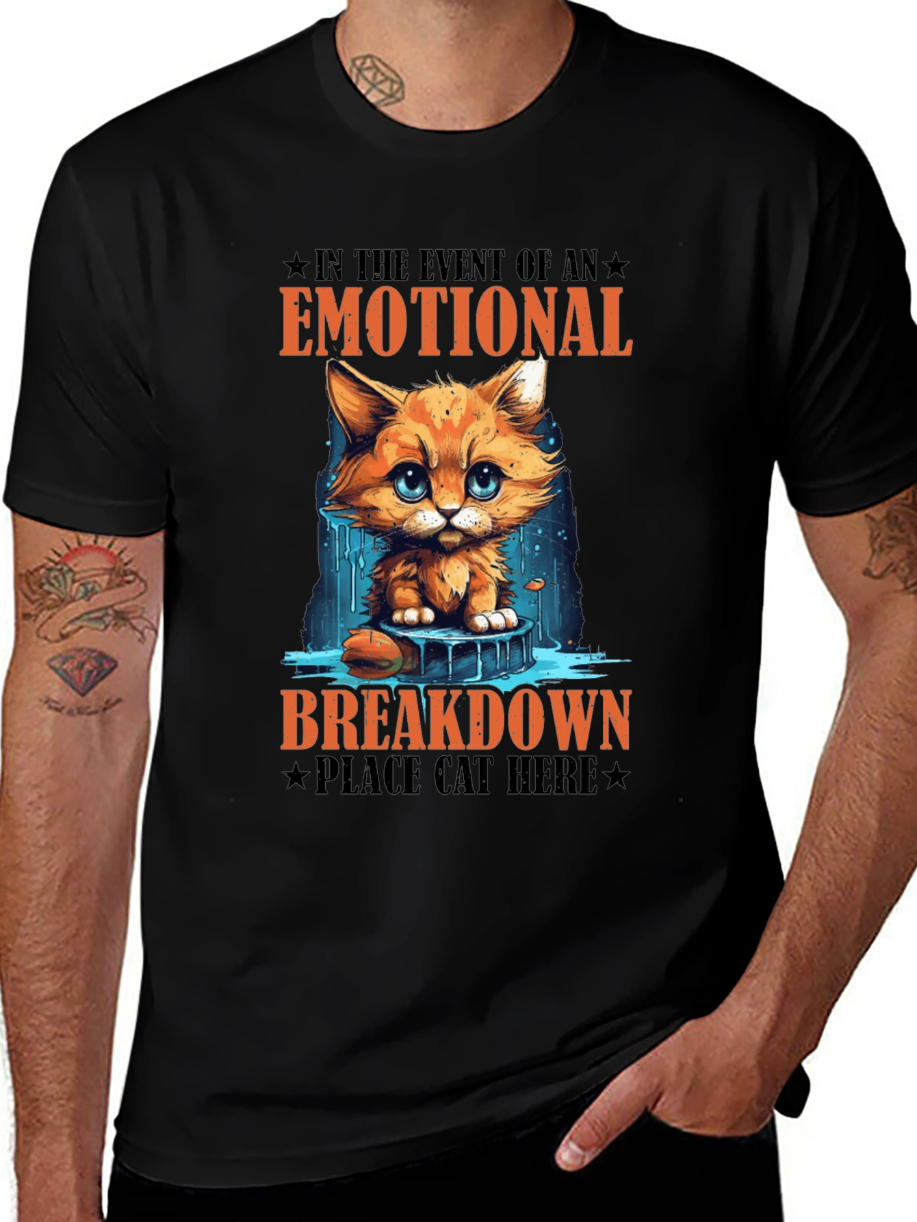 Variant 16 of Emotional Breakdown Cat T-Shirt - Funny Graphic Tee