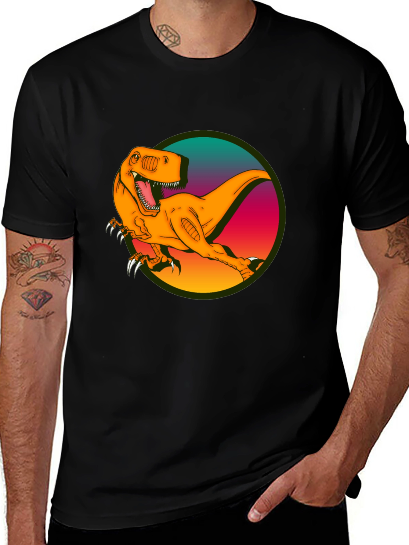 Variant 5 of Dinosaur Graphic Black T-Shirt