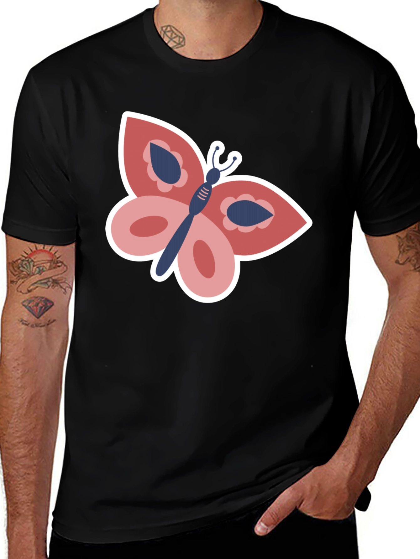 Variant 19 of Butterfly Graphic Tee - Stylish Black T-Shirt