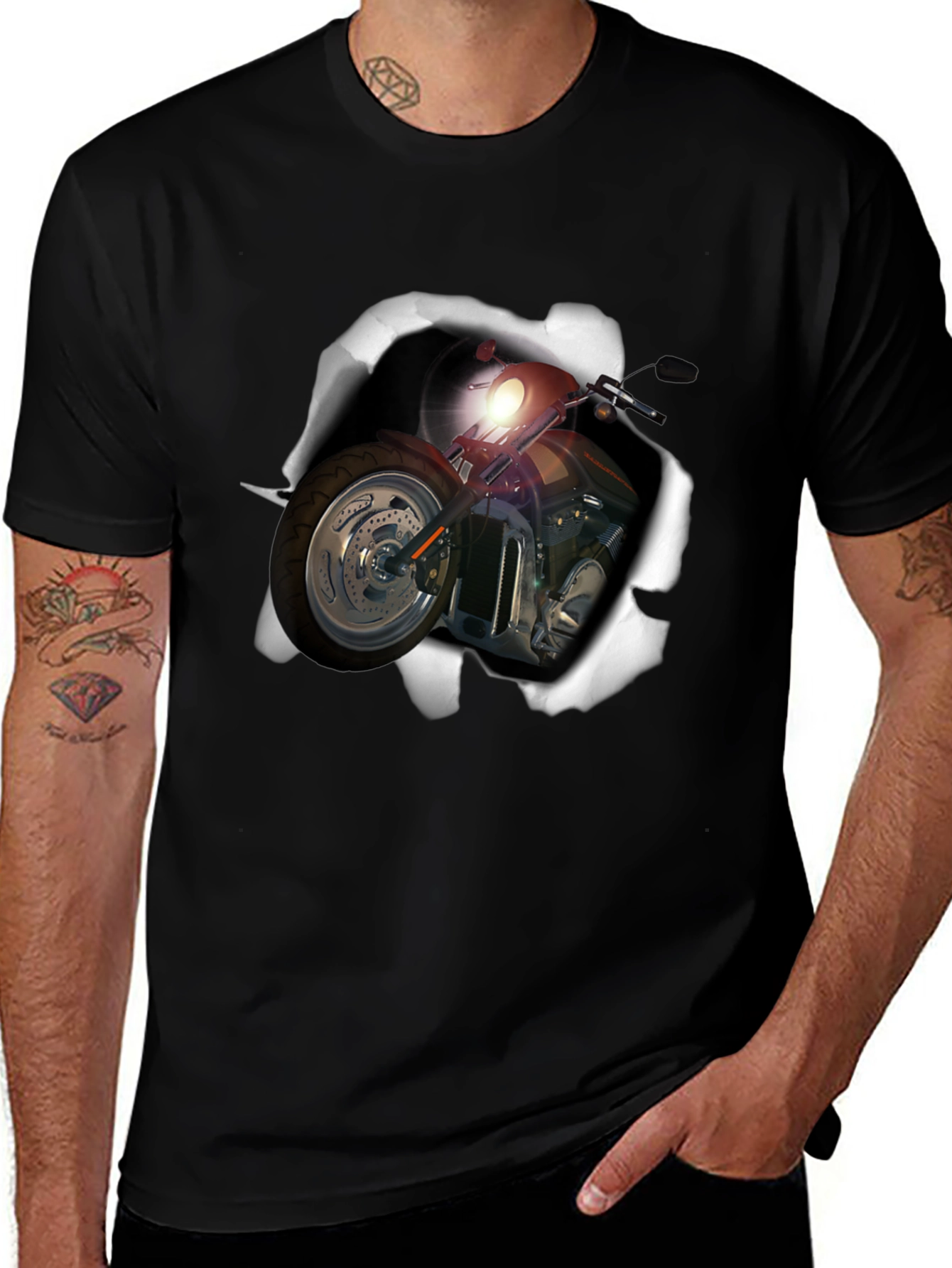 Variant 6 of Motorcycle T-Shirt: Ripped Hole Design