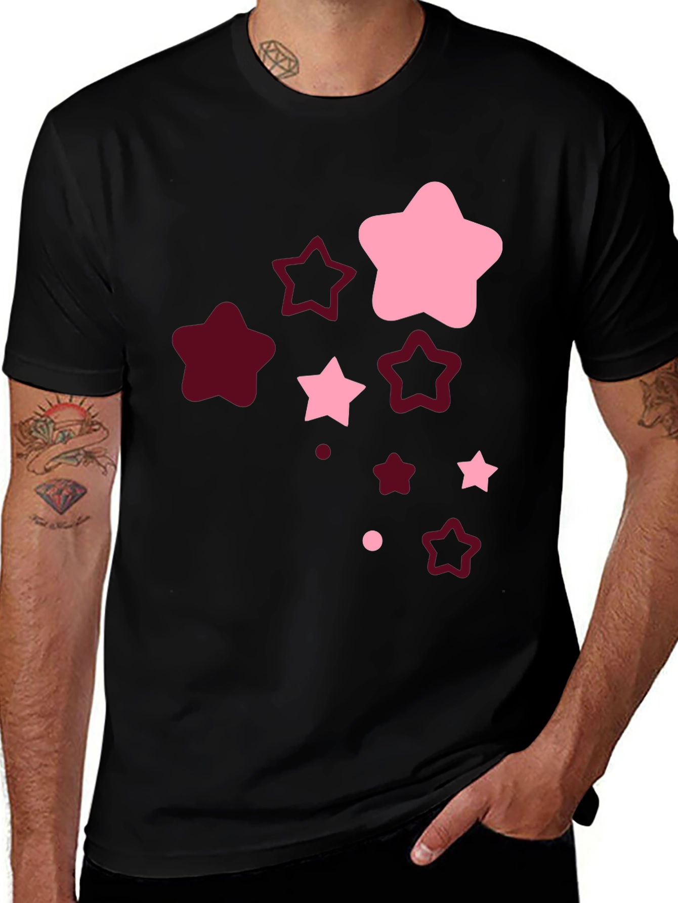 Variant 4 of Stylish Starry Graphic Tee - Casual Black T-Shirt