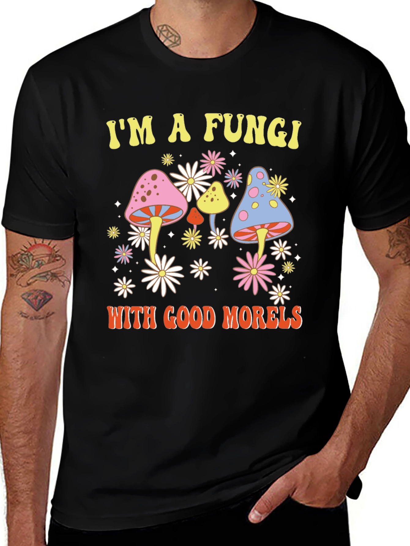 Black Fun Guy Shirt - Mushroom Graphic Tee main image