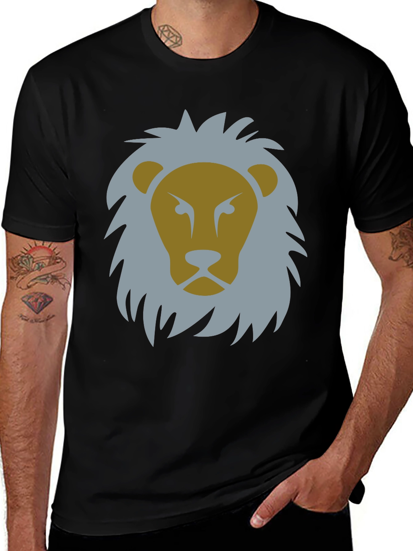 Variant 22 of Lion Graphic Print Black Casual Tee