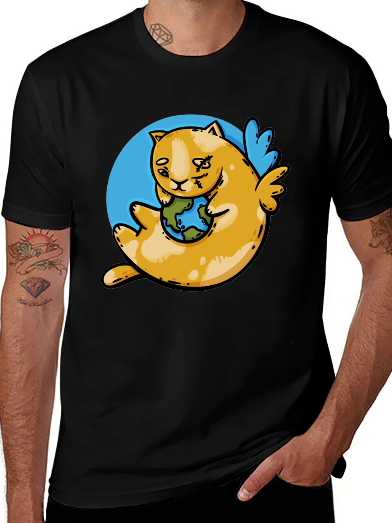 Variant 10 of Cute Cat Holding Earth T-Shirt