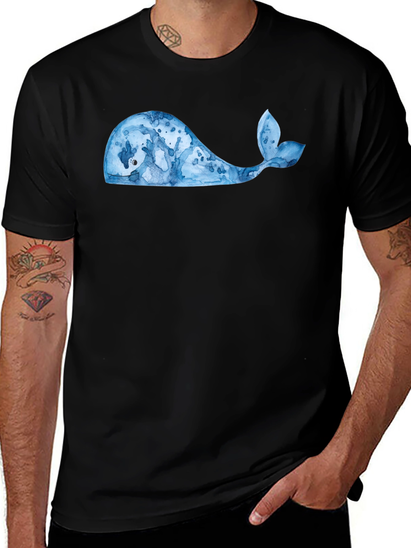 Variant 12 of Whale Graphic Tee - Black Cotton Blend